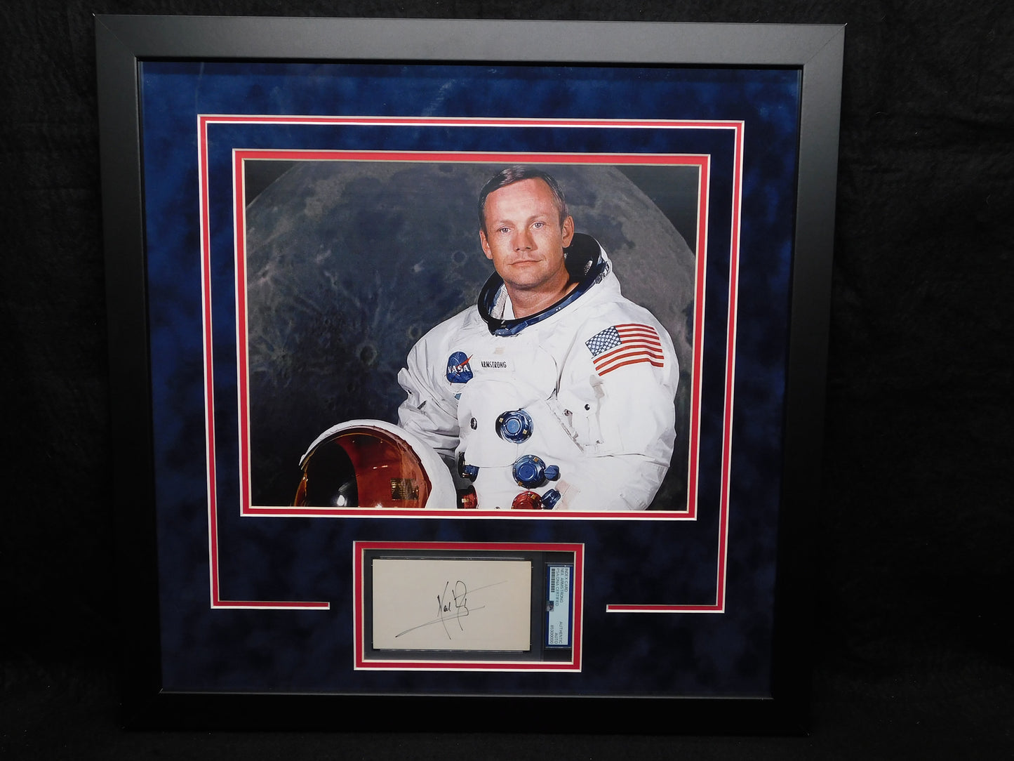 Neil Armstrong Signed Autographed Framed 3x5 Index Card Apollo 11 NASA Astronaut PSA Slabbed