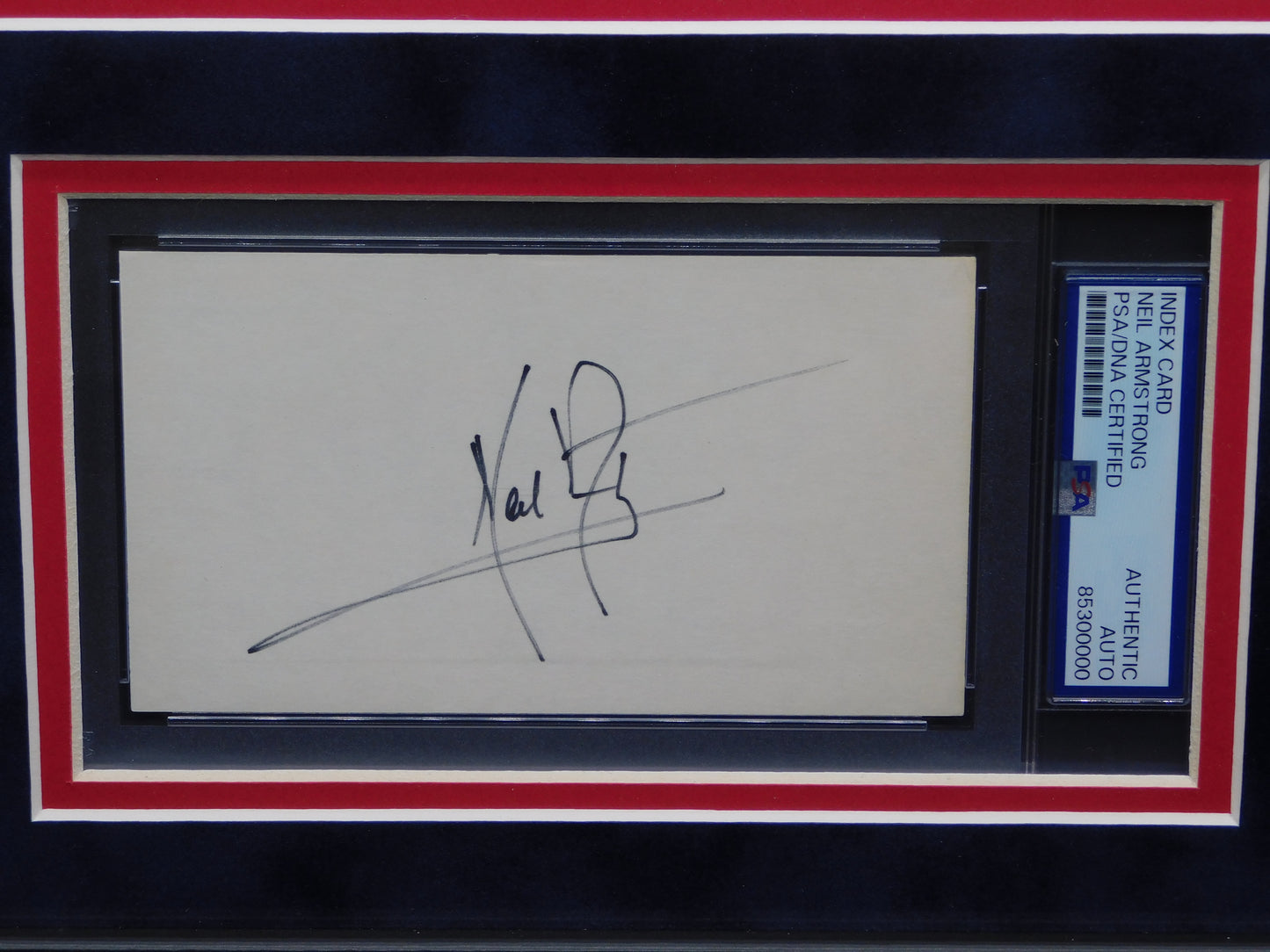 Neil Armstrong Signed Autographed Framed 3x5 Index Card Apollo 11 NASA Astronaut PSA Slabbed