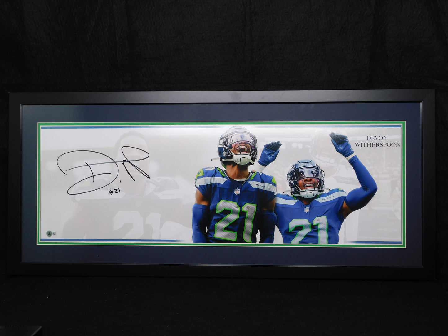 Devon Witherspoon Signed Autographed Framed Panoramic Photo Seattle Seahawks BAS COA A