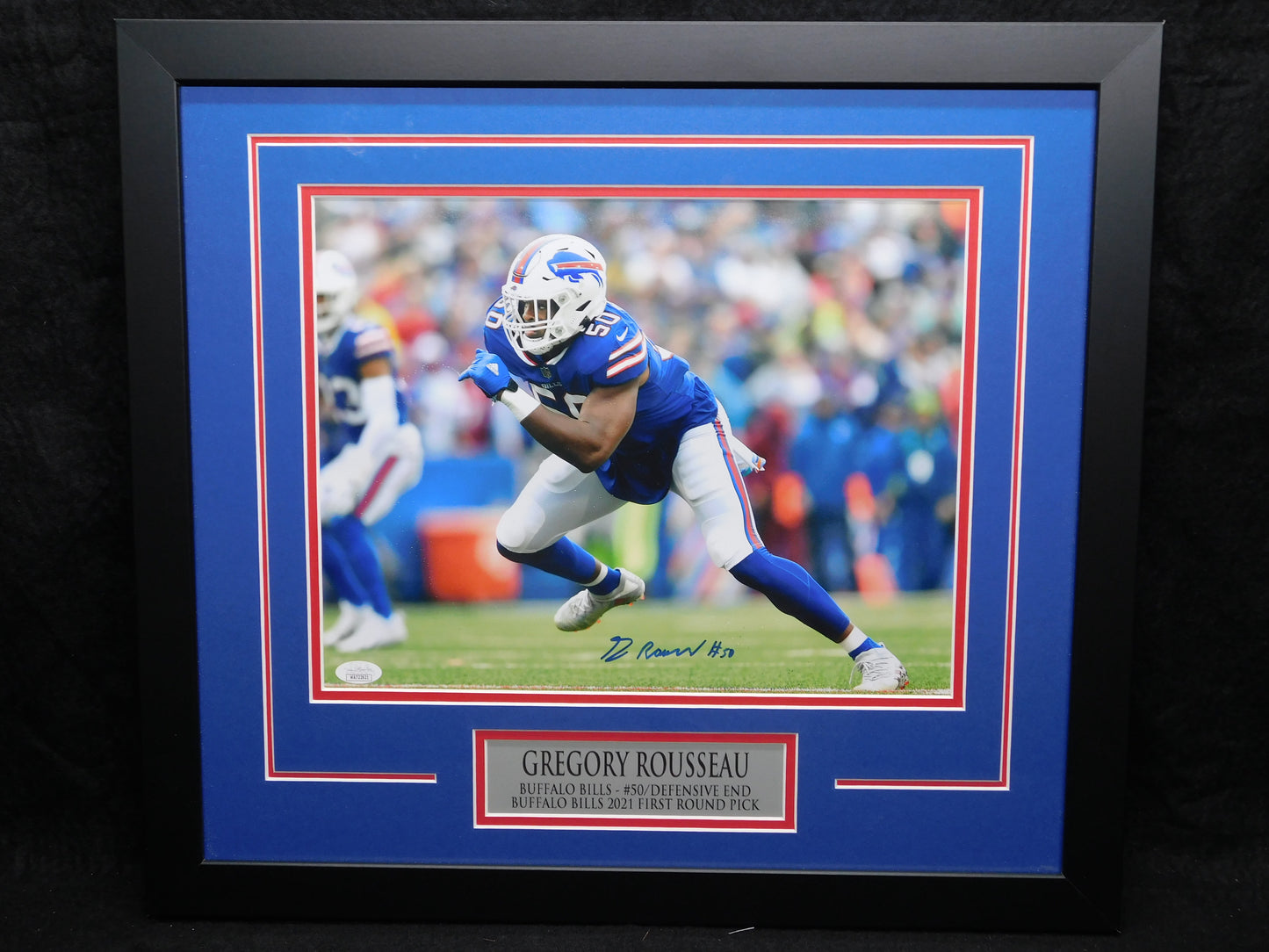 Gregory Greg Rousseau Signed Autographed Framed 11x14 Photo Buffalo Bills JSA COA