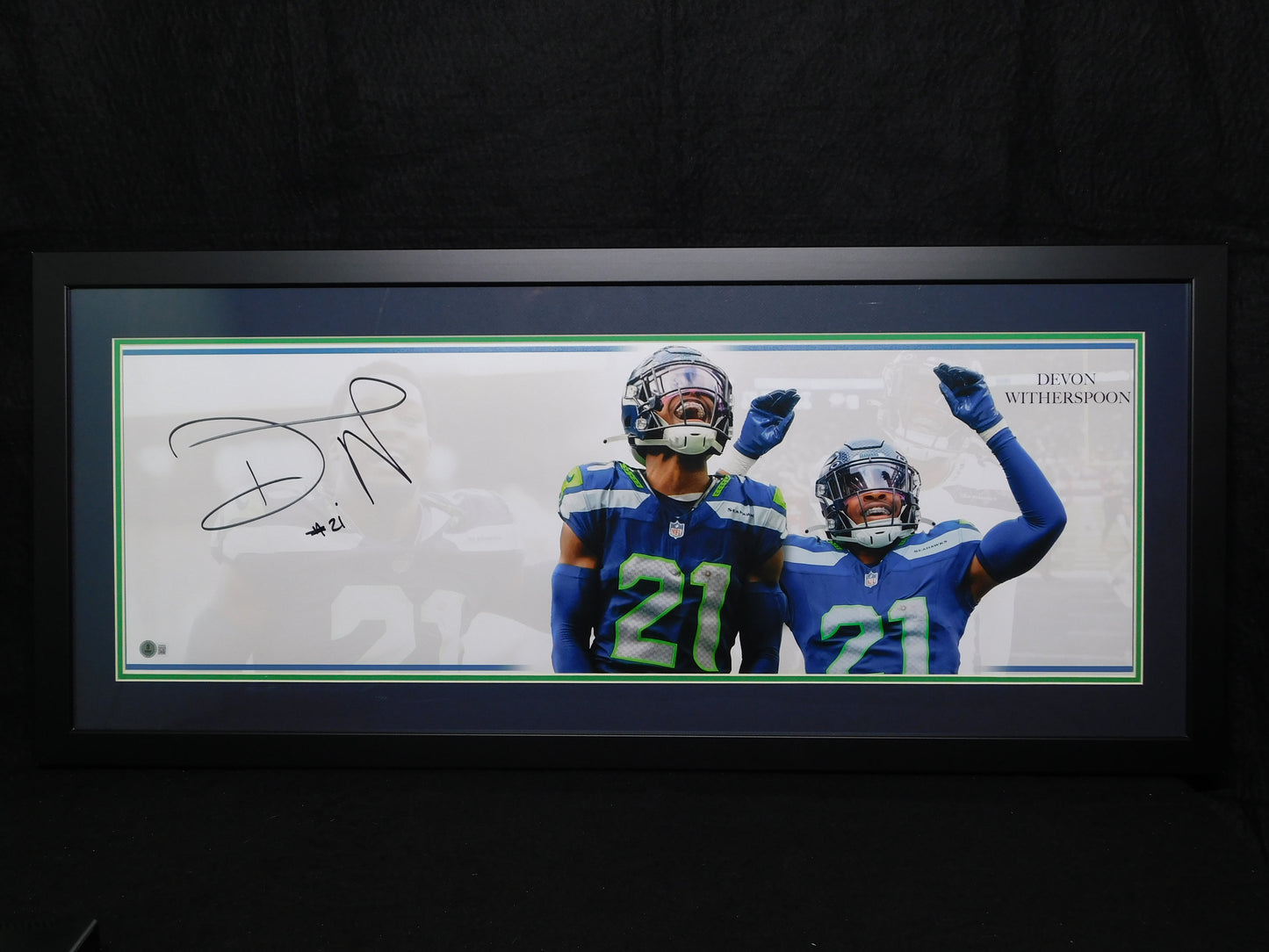 Devon Witherspoon Signed Autographed Framed Panoramic Photo Seattle Seahawks BAS COA B