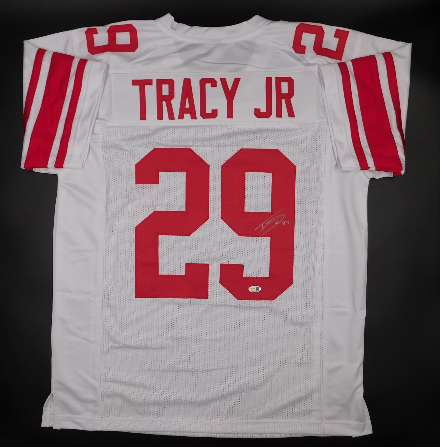 Tyrone Tracy Jr Signed Autographed New York Giants White Football Jersey JSA COA