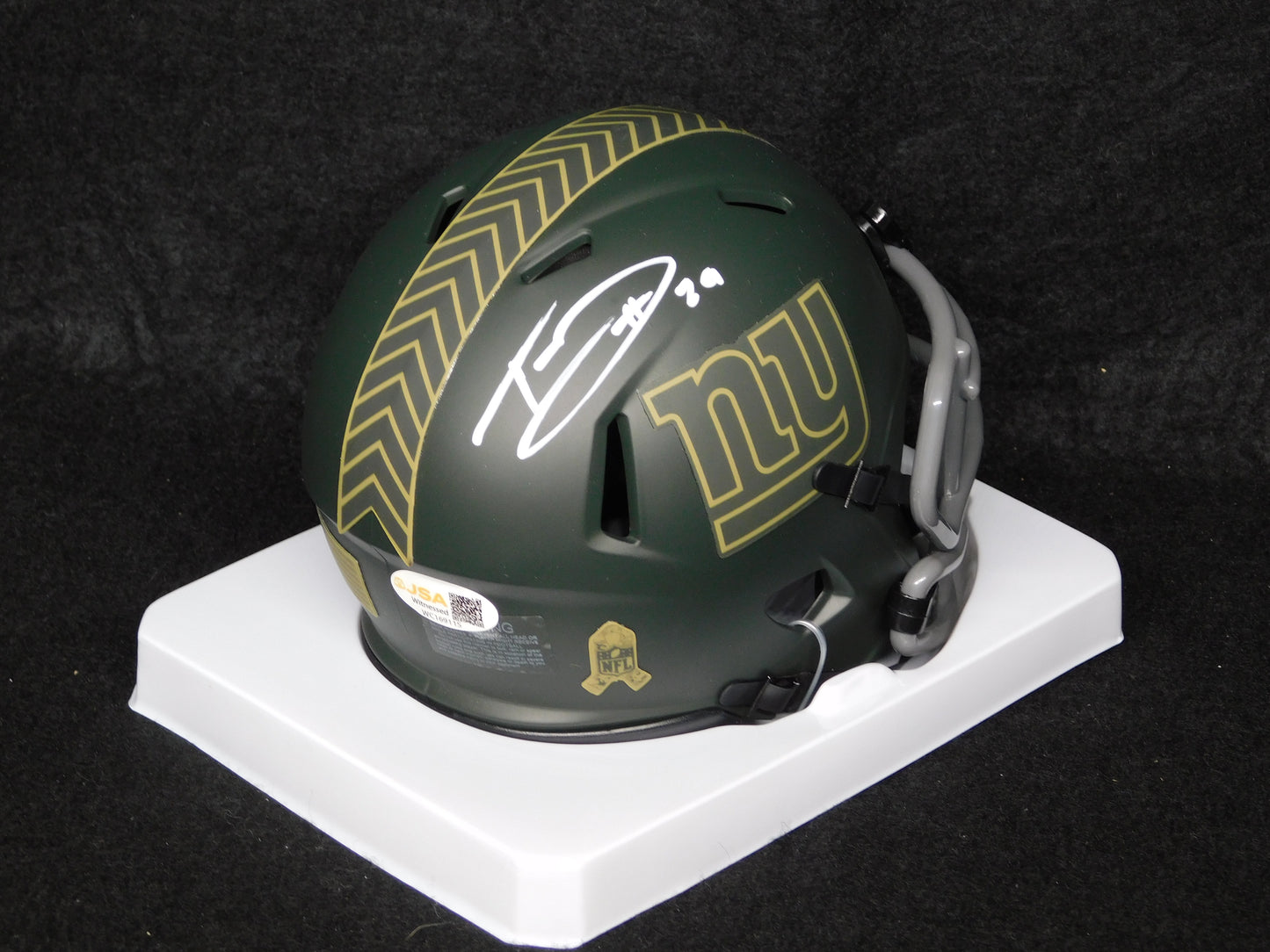 Tyrone Tracy Jr Signed Autographed New York Giants 2025 STS Mini Helmet JSA COA Salute To Service