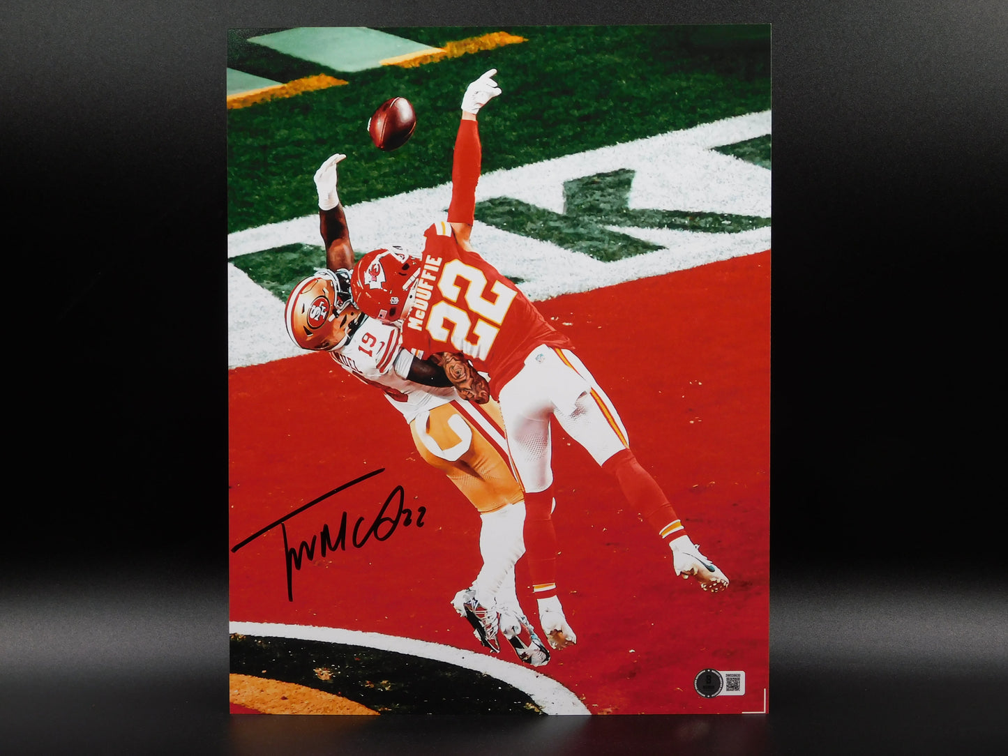 Trent McDuffie Signed Autographed 11x14 Photo Kansas City Chiefs Champ BAS COA C