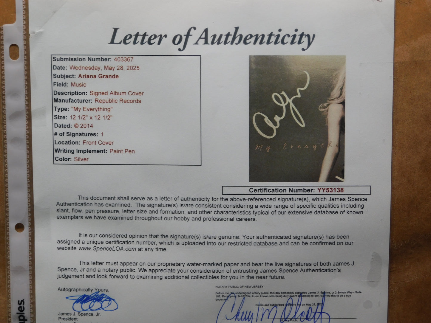 Ariana Grande Signed Autographed Framed My Everything Full Album JSA COA LOA