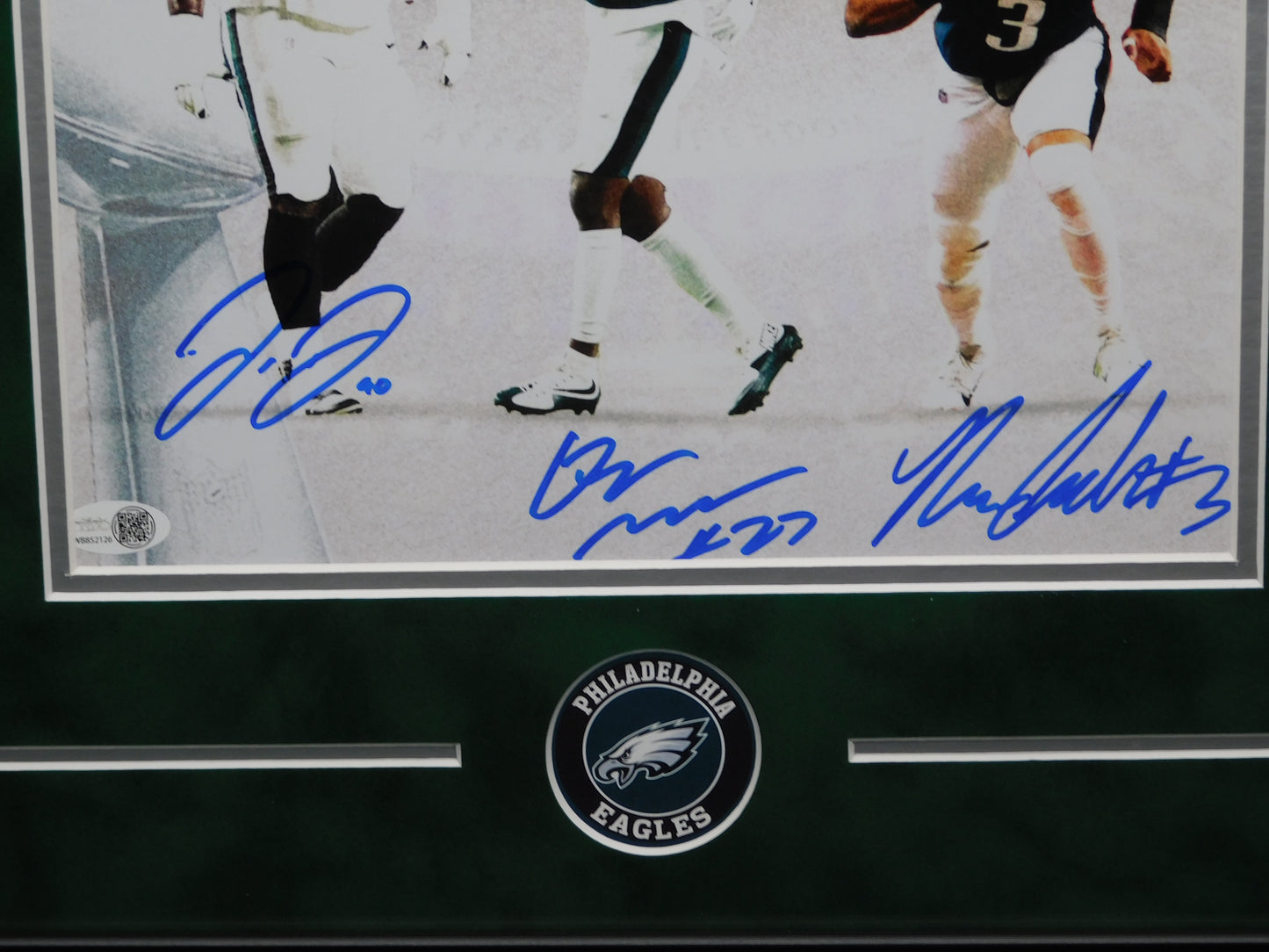 Quinyon Mitchell Jordan Davis Nolan Smith x3 Signed Autographed Framed 11x14 Photo Eagles Champs JSA COA A