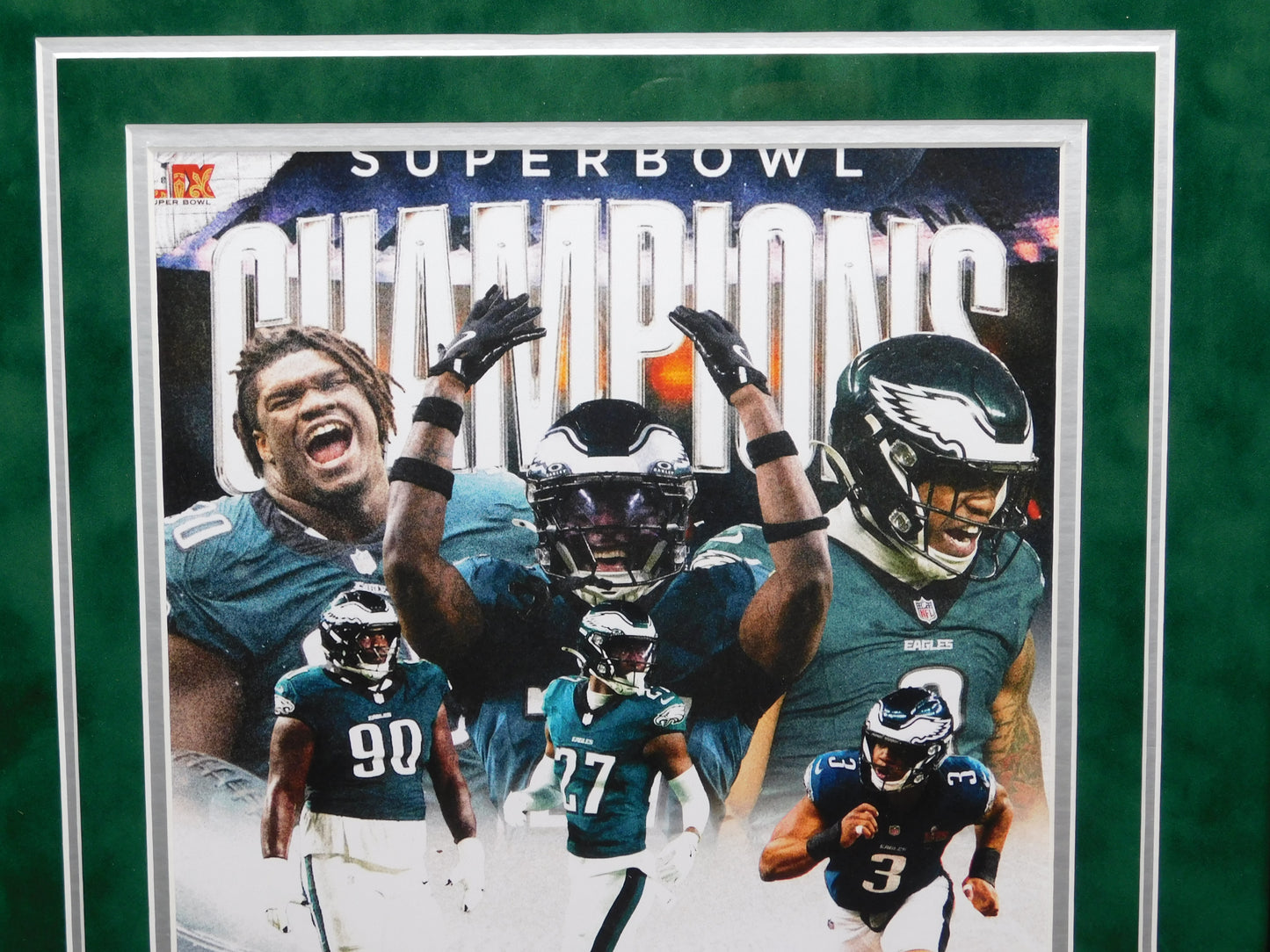 Quinyon Mitchell Jordan Davis Nolan Smith x3 Signed Autographed Framed 11x14 Photo Eagles Champs JSA COA A