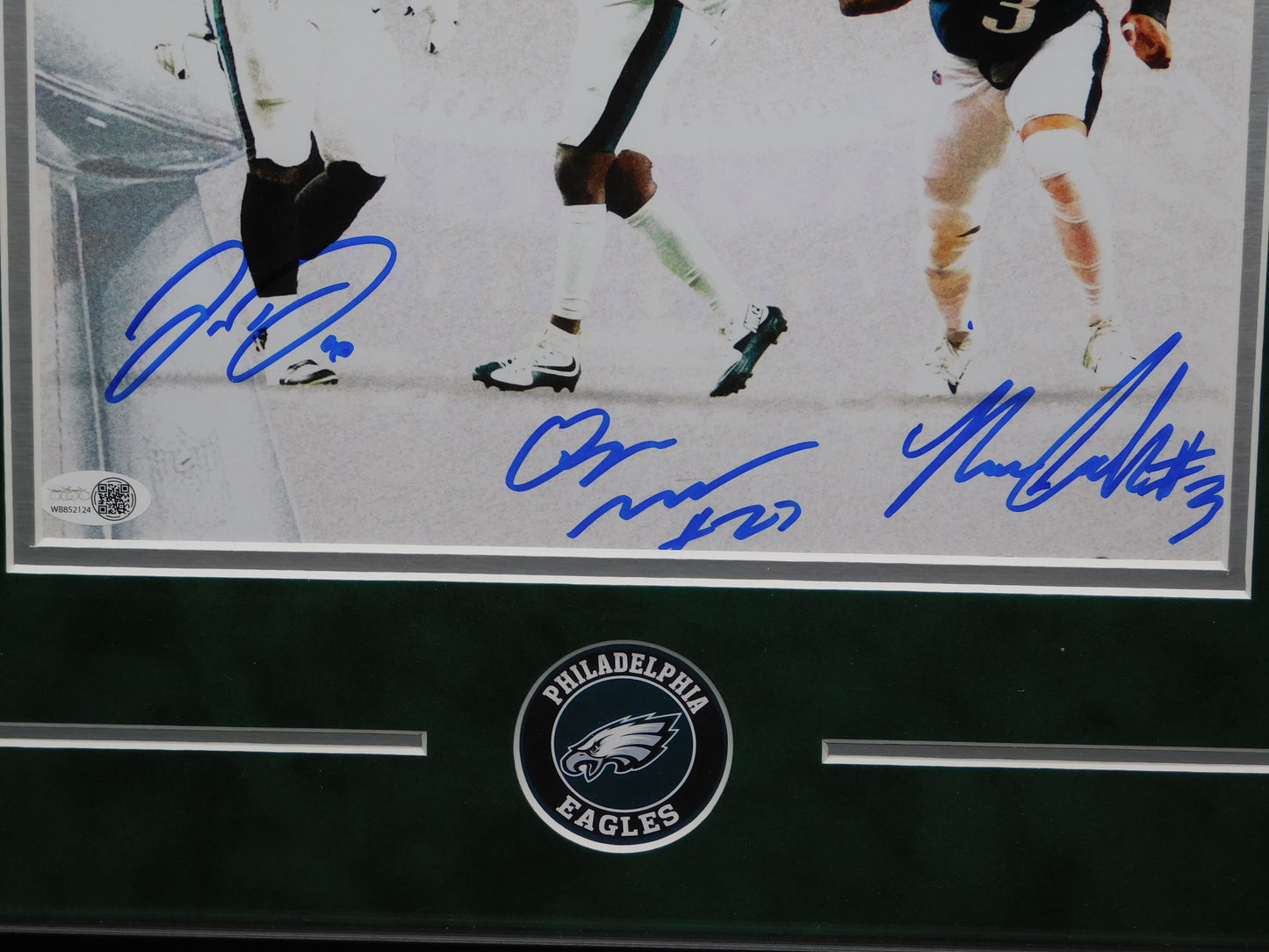 Quinyon Mitchell Jordan Davis Nolan Smith x3 Signed Autographed Framed 11x14 Photo Eagles Champs JSA COA B