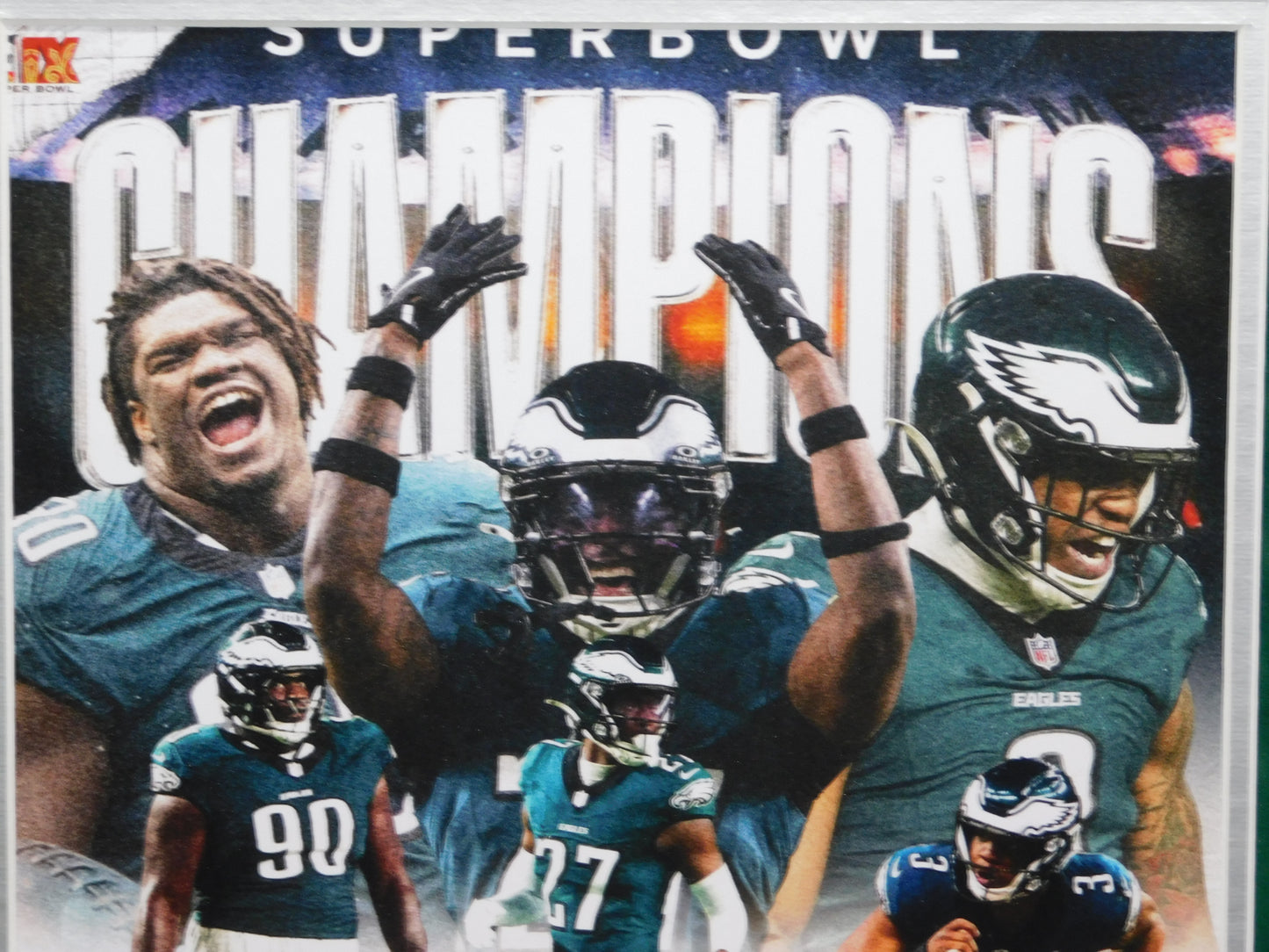 Quinyon Mitchell Jordan Davis Nolan Smith x3 Signed Autographed Framed 11x14 Photo Eagles Champs JSA COA B
