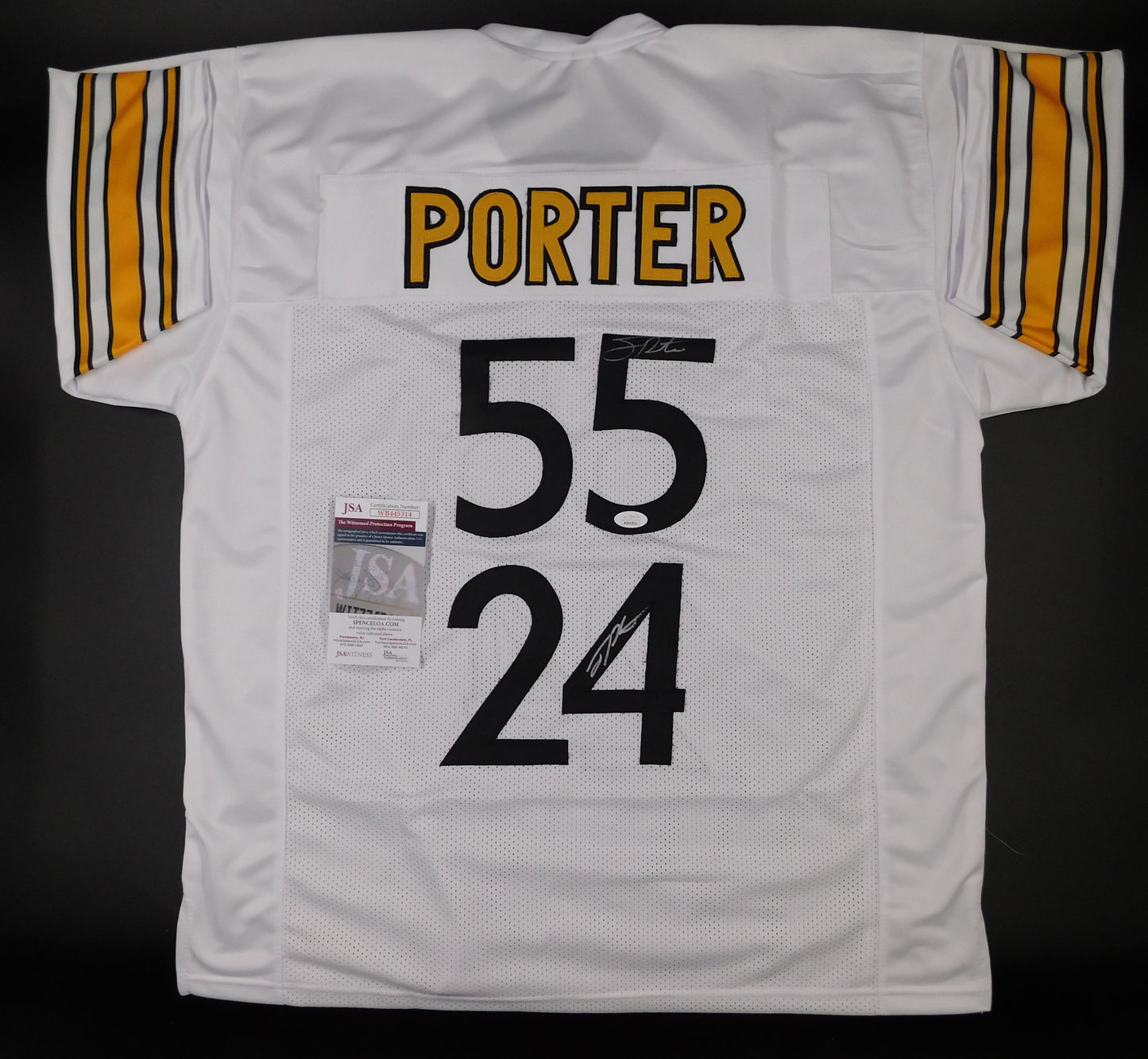 Joey Porter Jr & Sr Dual Signed Autographed Pittsburgh Steelers White Jersey JSA COA