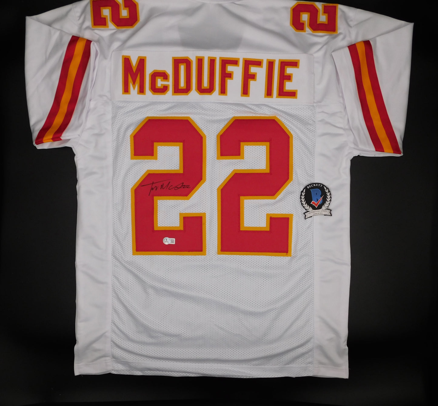 Trent McDuffie Signed Autographed Kansas City Chiefs White Jersey Champ BAS COA