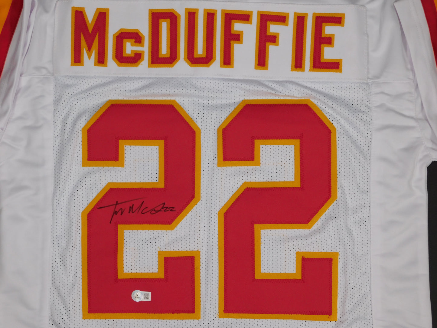 Trent McDuffie Signed Autographed Kansas City Chiefs White Jersey Champ BAS COA