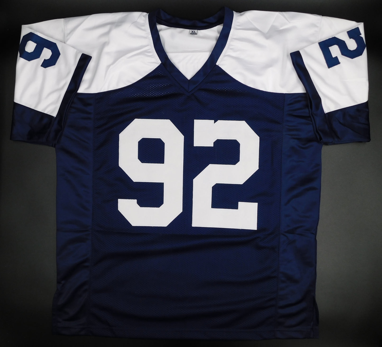 Tony Tolbert Signed Autographed Dallas Cowboys Thanksgiving Blue Football Jersey JSA COA