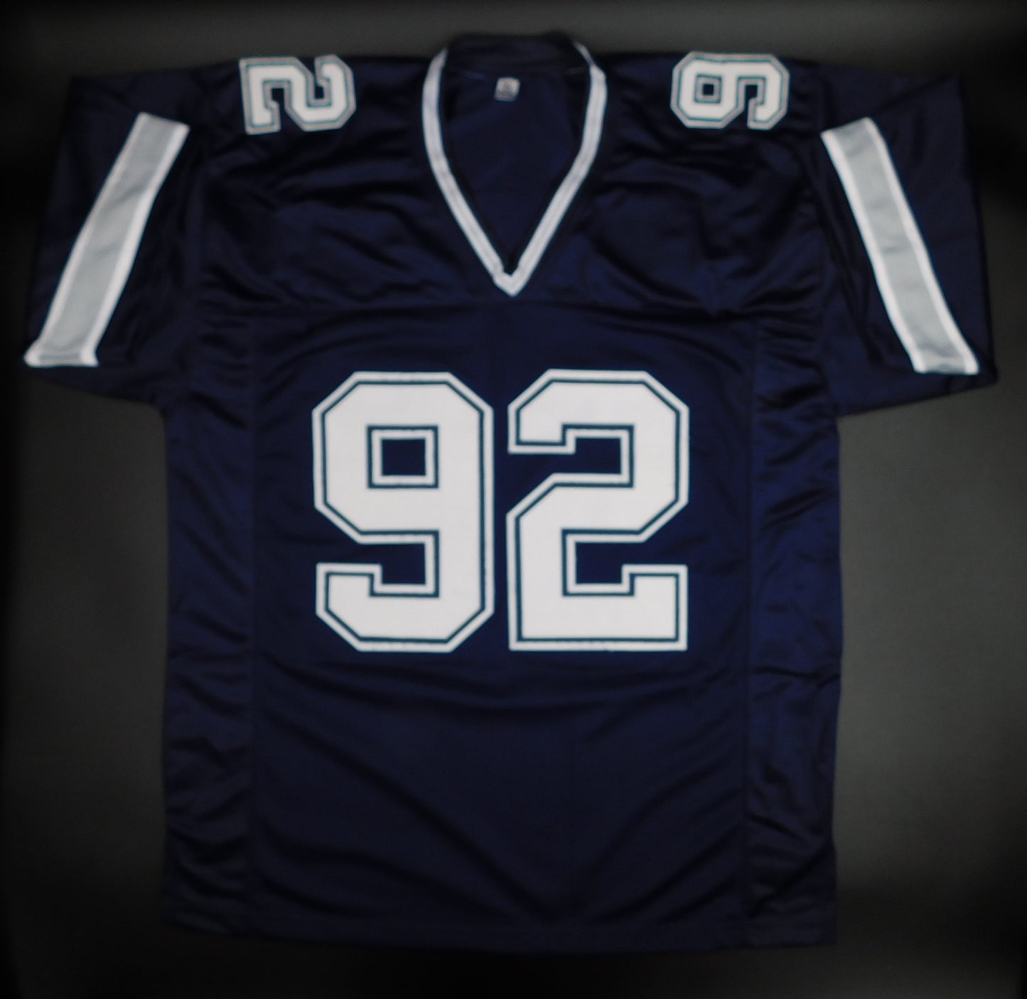 Tony Tolbert Signed Autograph Dallas Cowboys Blue Football Jersey Champ JSA COA