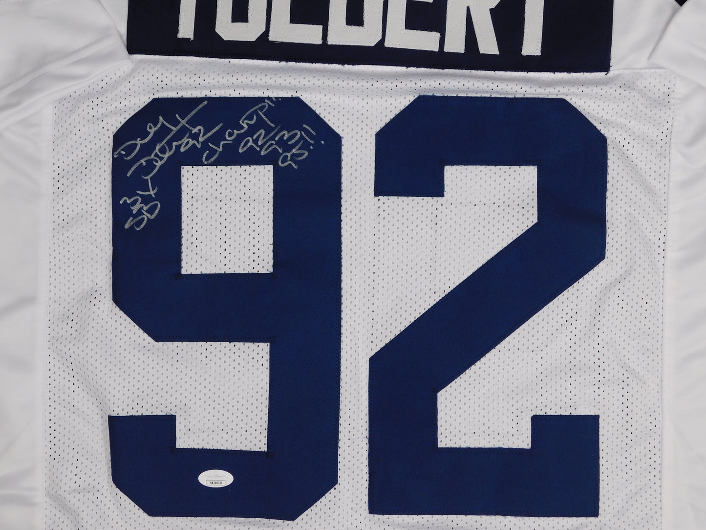 Tony Tolbert Signed Autographed Dallas Cowboys White Alt Throwback Football Jersey Champs JSA COA