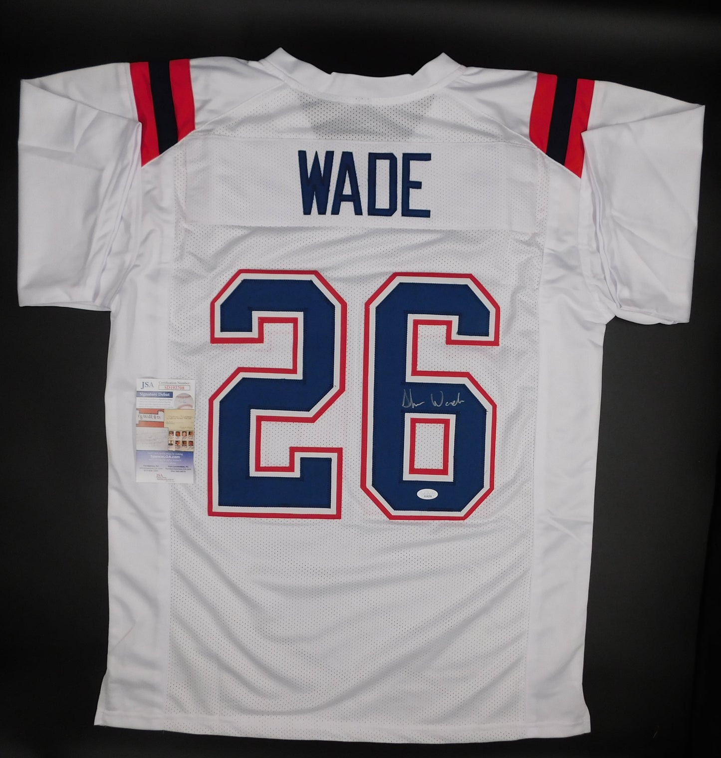 Shaun Wade Signed Autographed New England Patriots White Football Jersey JSA COA