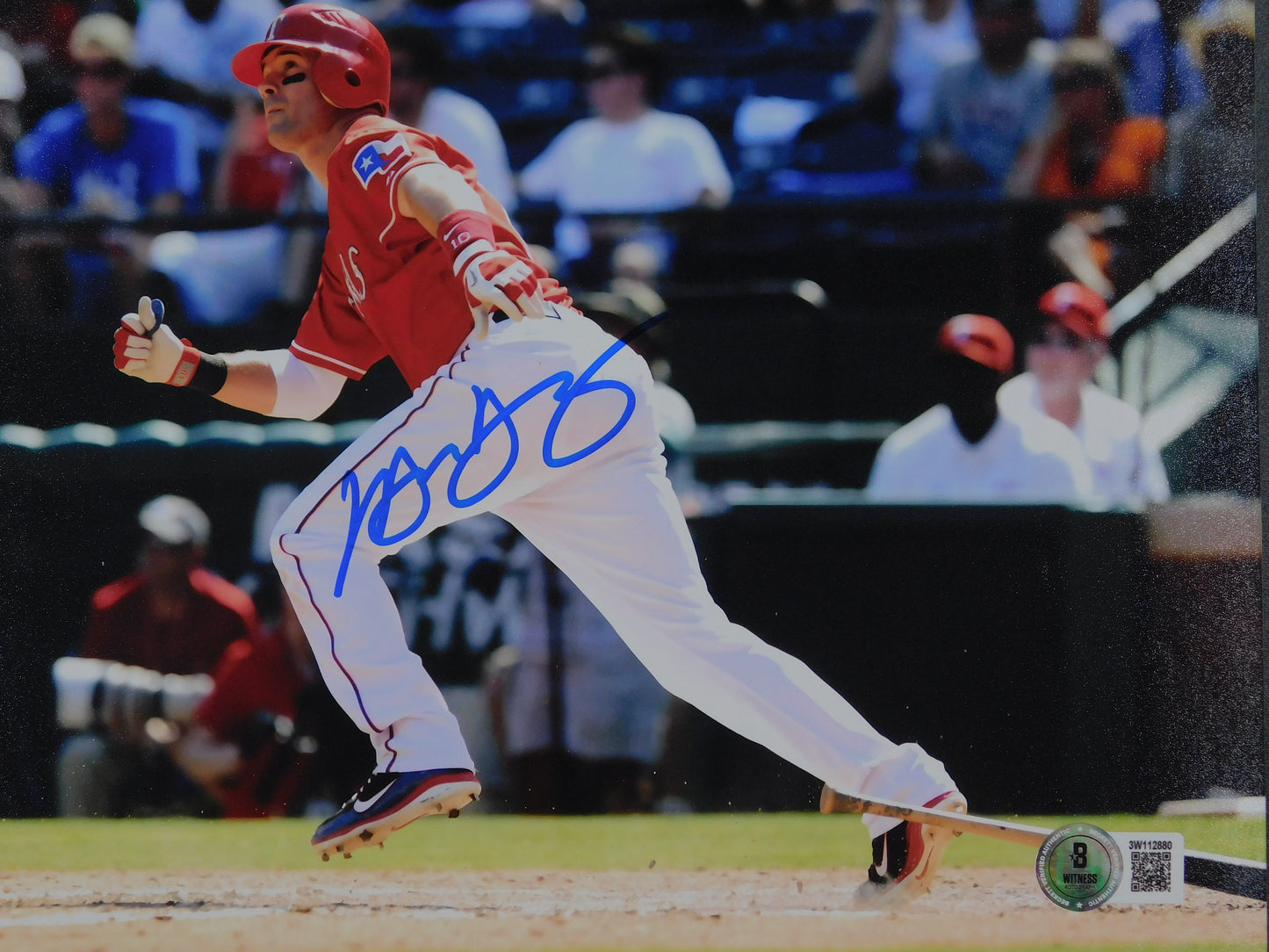 Michael Young Signed Autographed 8x10 Photo Texas Rangers Batting Champ BAS COA