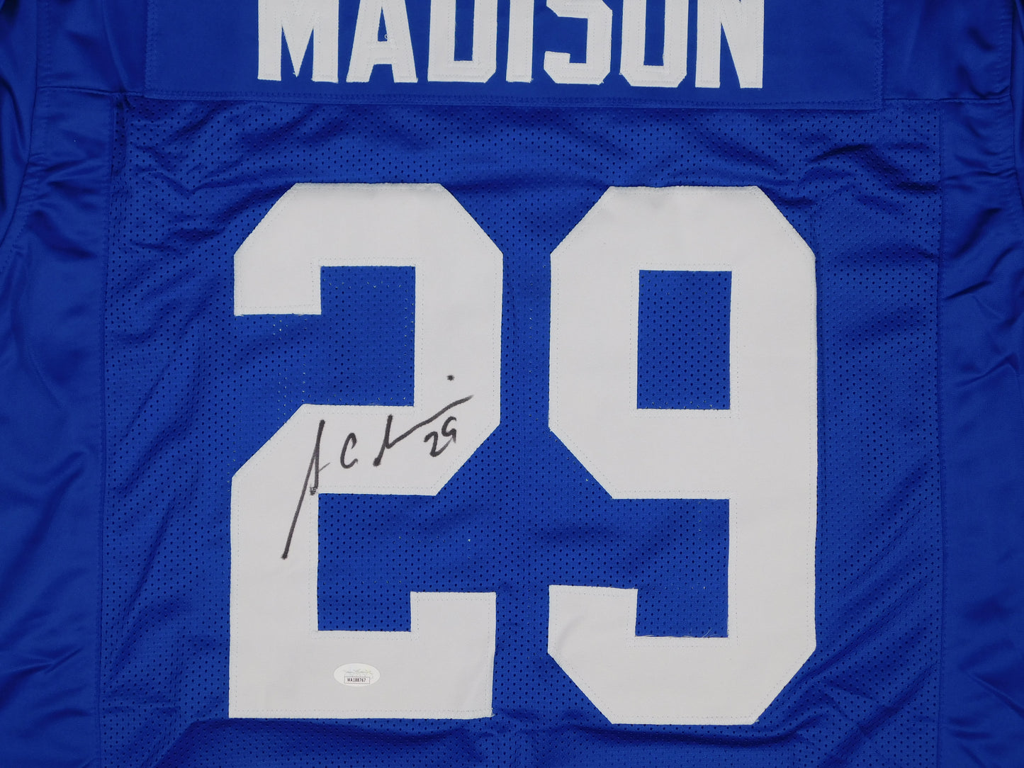 Sam Madison Signed Autographed New York Giants Blue Football Jersey JSA COA