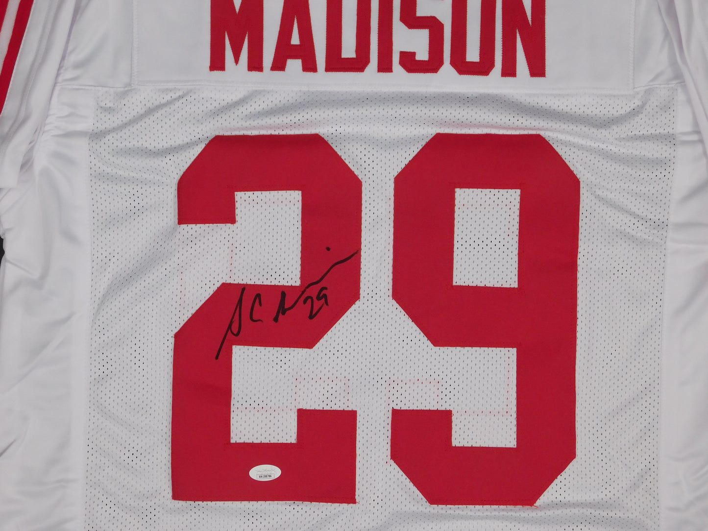 Sam Madison Signed Autographed New York Giants White Football Jersey JSA COA
