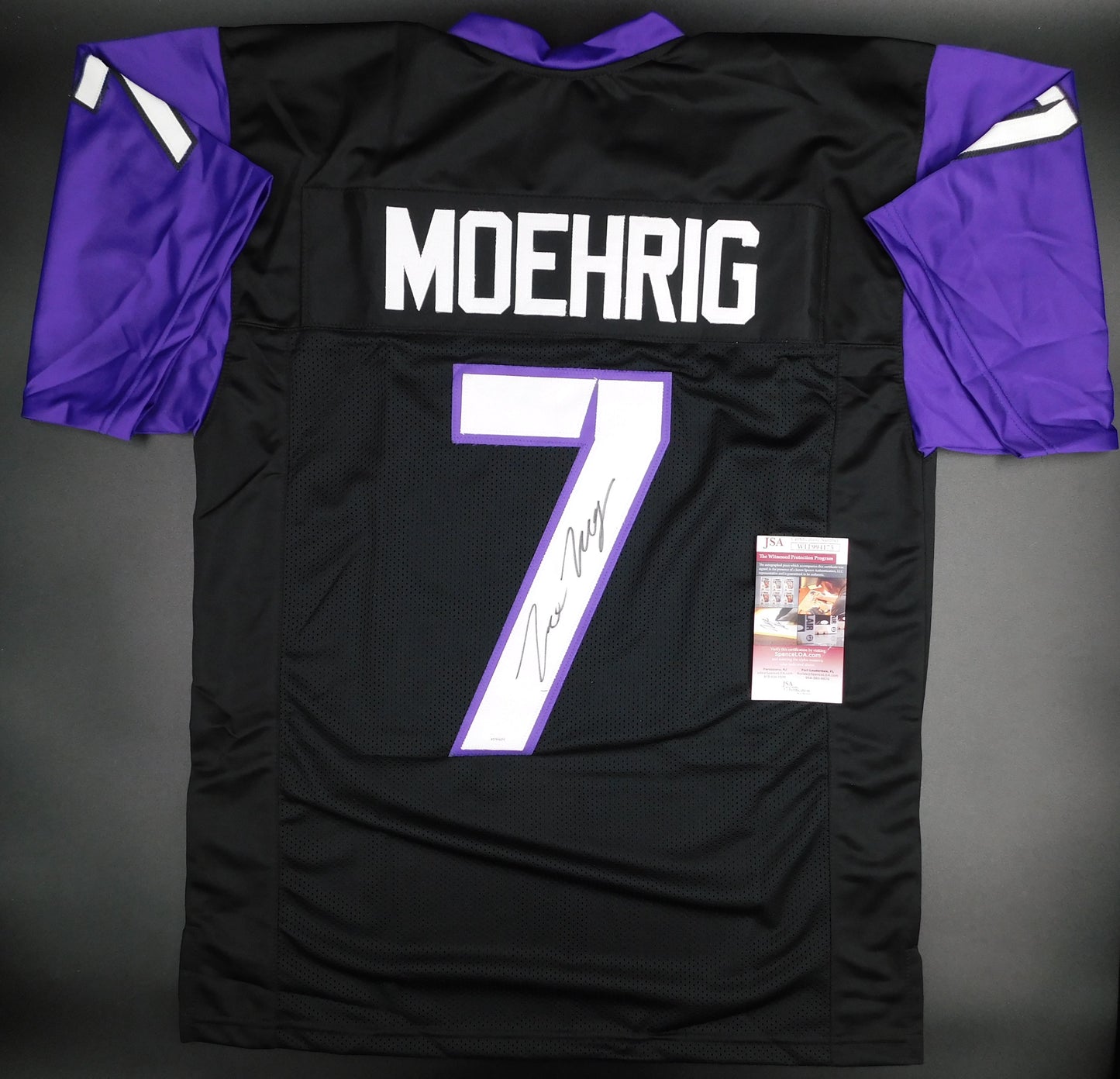 Tre'von Moehrig Signed Autograph Black TCU Horned Frogs Football Jersey JSA COA
