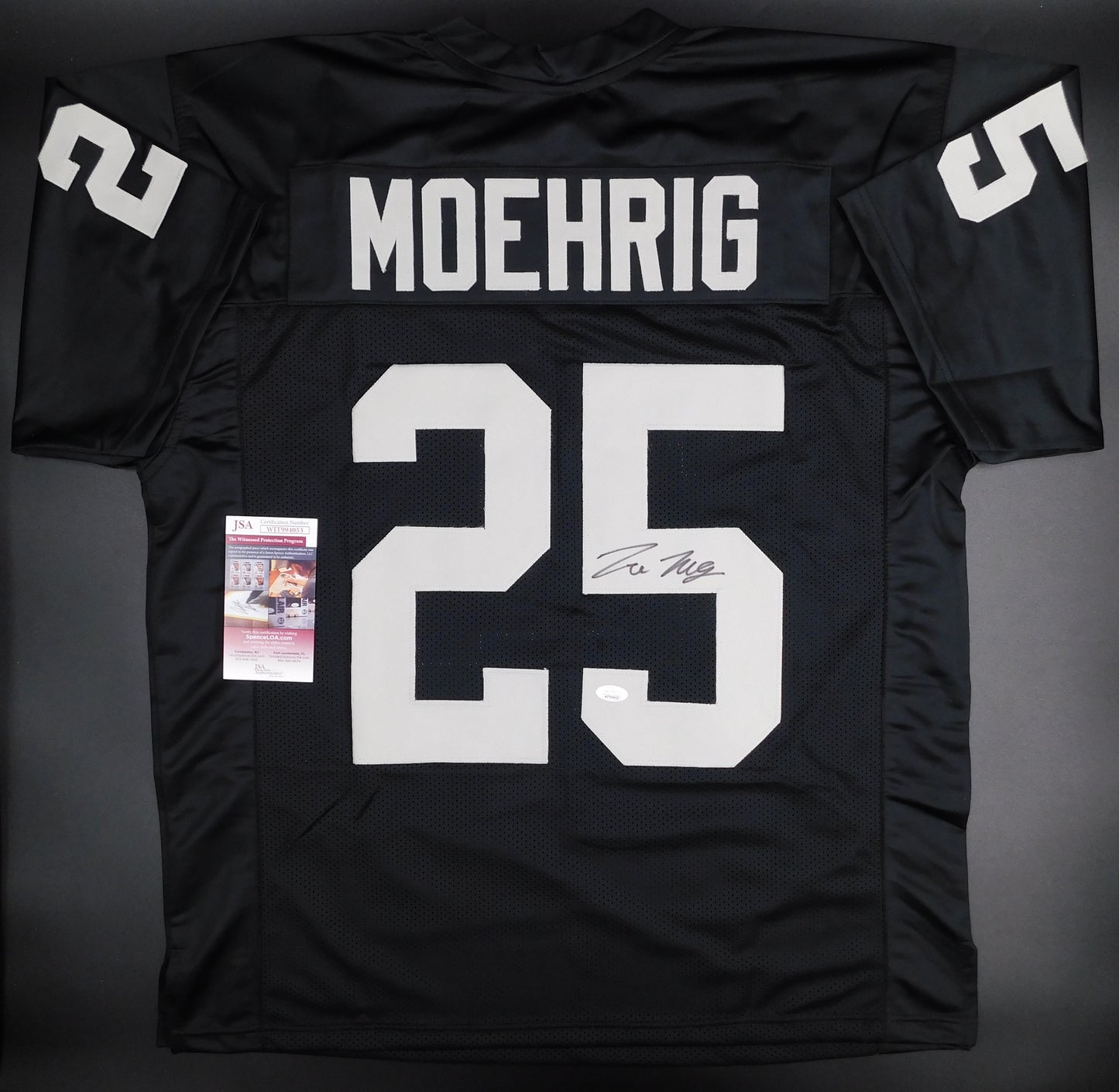 Tre'von Moehrig Signed Autograph Black Las Vegas Raiders Football Jersey JSA COA