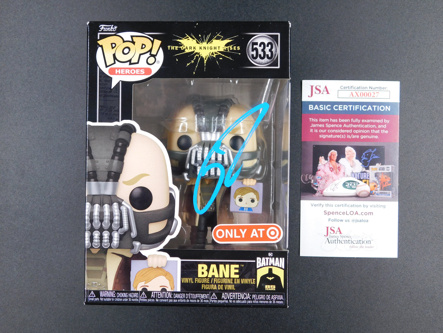 Tom Hardy Signed Autographed Funko Pop 553 Bane Batman The Dark Knight JSA COA A