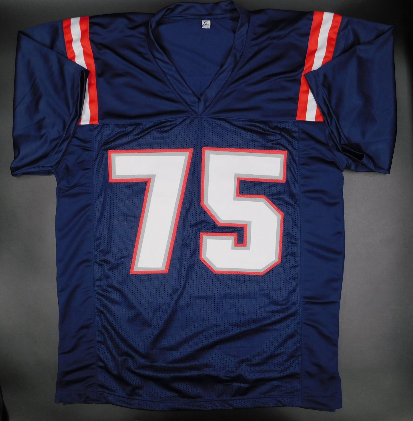 Alijah Vera-Tucker Signed Autographed New England Patriots Blue Jersey JSA COA