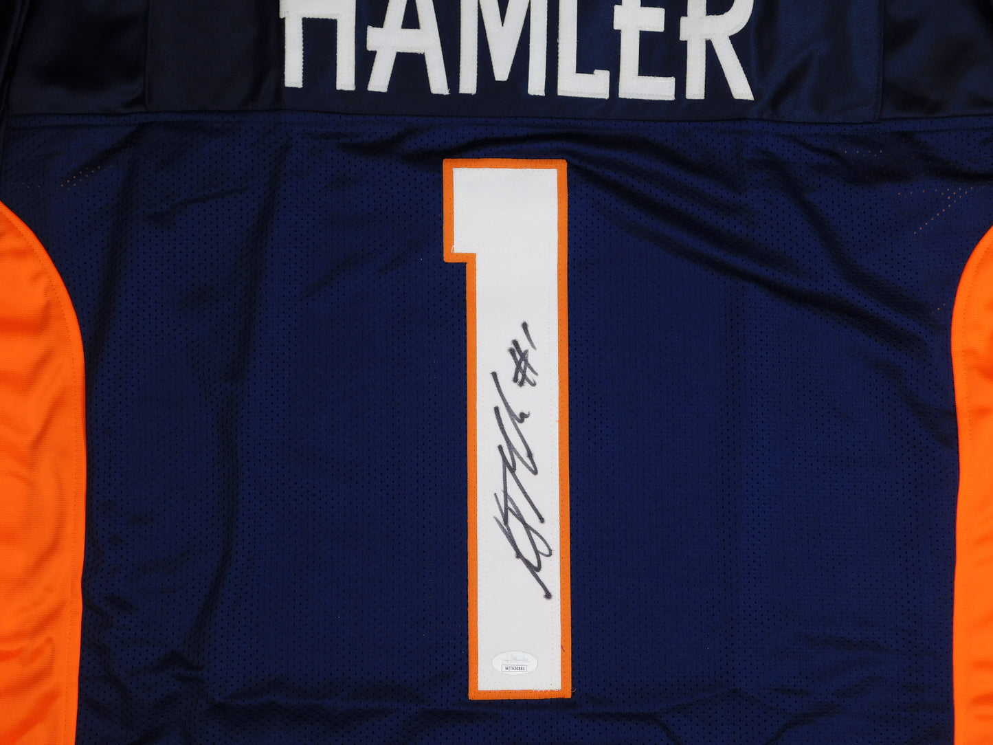 KJ Hamler Signed Autographed Denver Broncos Blue #1 Football Jersey PSU JSA COA