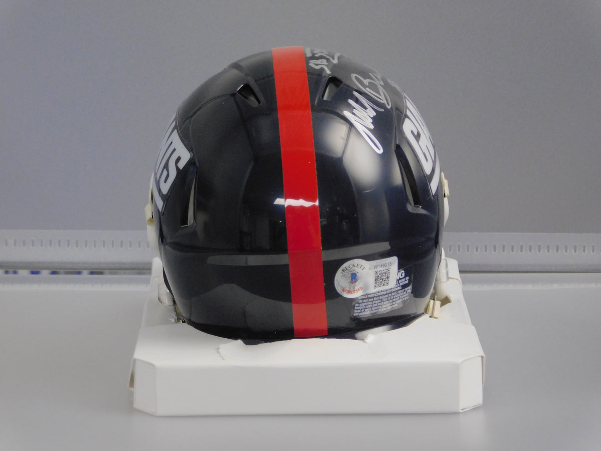Mark Bavaro Signed Autographed Inscribed New York Giants Throwback Mini Helmet BAS COA