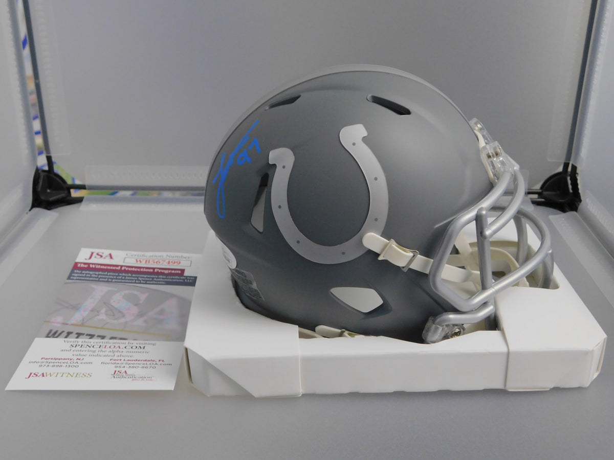 Laiatu Latu Signed Autographed Indianapolis Colts Slate Mini Helmet JSA COA