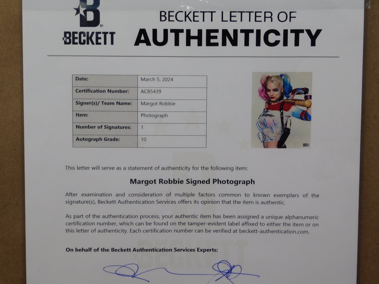 Margot Robbie Signed Autographed Framed 8x10 Photo Harley Quinn Joker BAS LOA