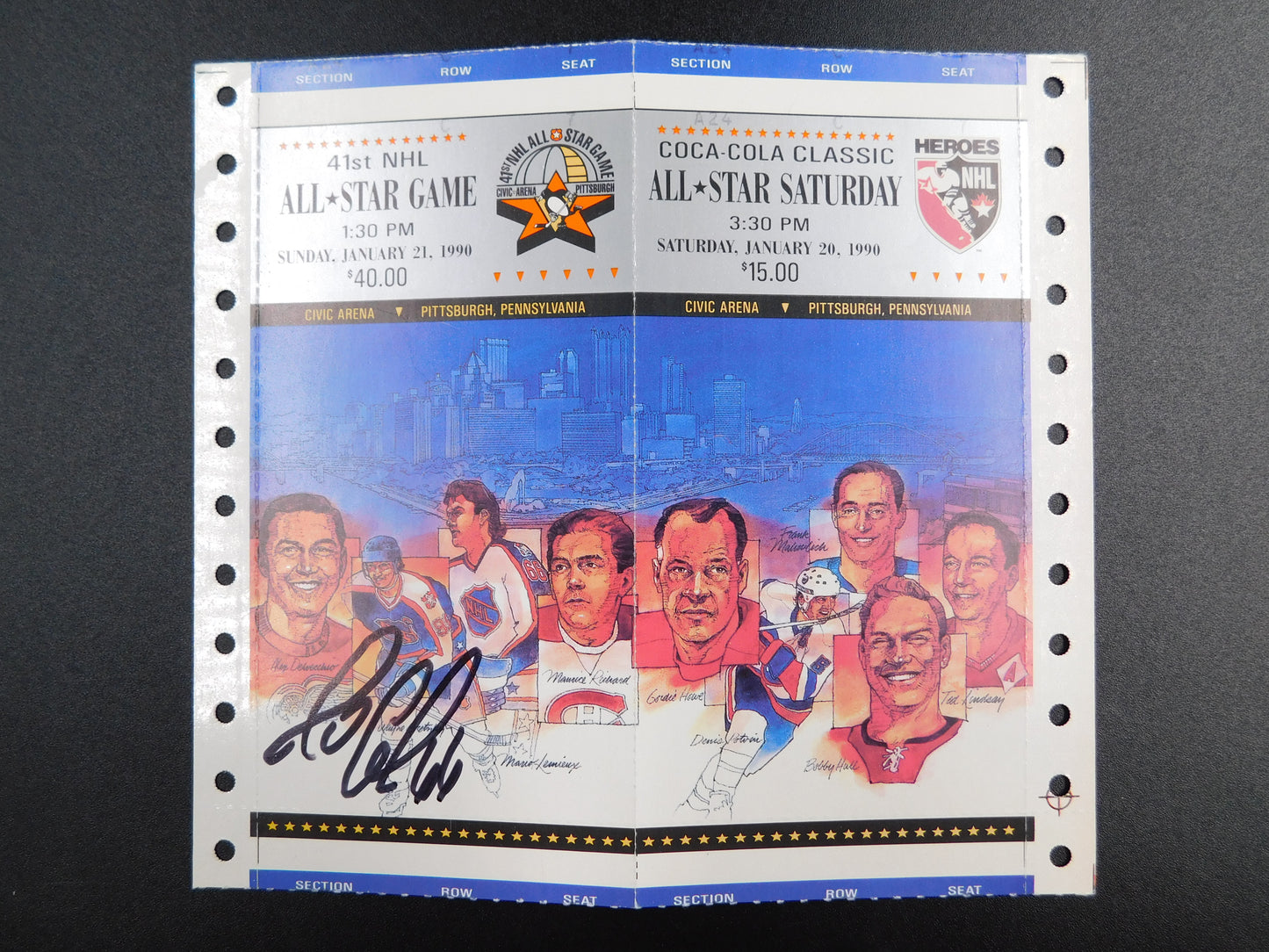 Mario Lemieux Signed Autographed FULL 1990 NHL All-Star Ticket Pittsburgh Penguins BAS COA