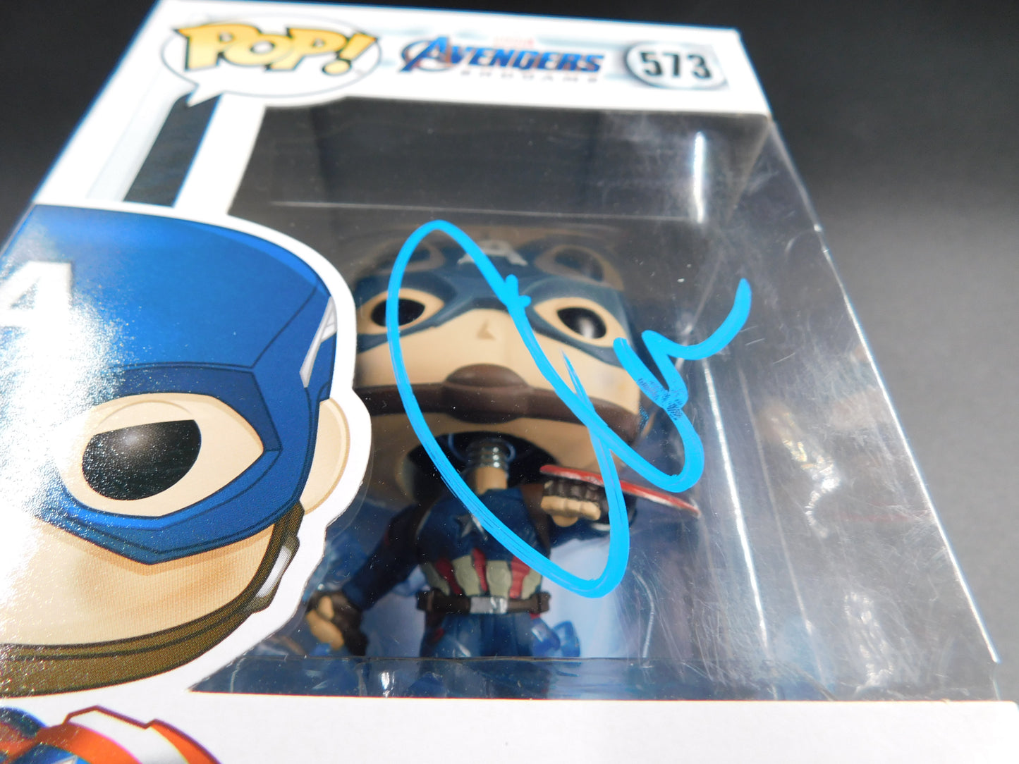 Chris Evans Signed Autographed Funko Pop 573 Captain America Marvel Avengers BAS COA