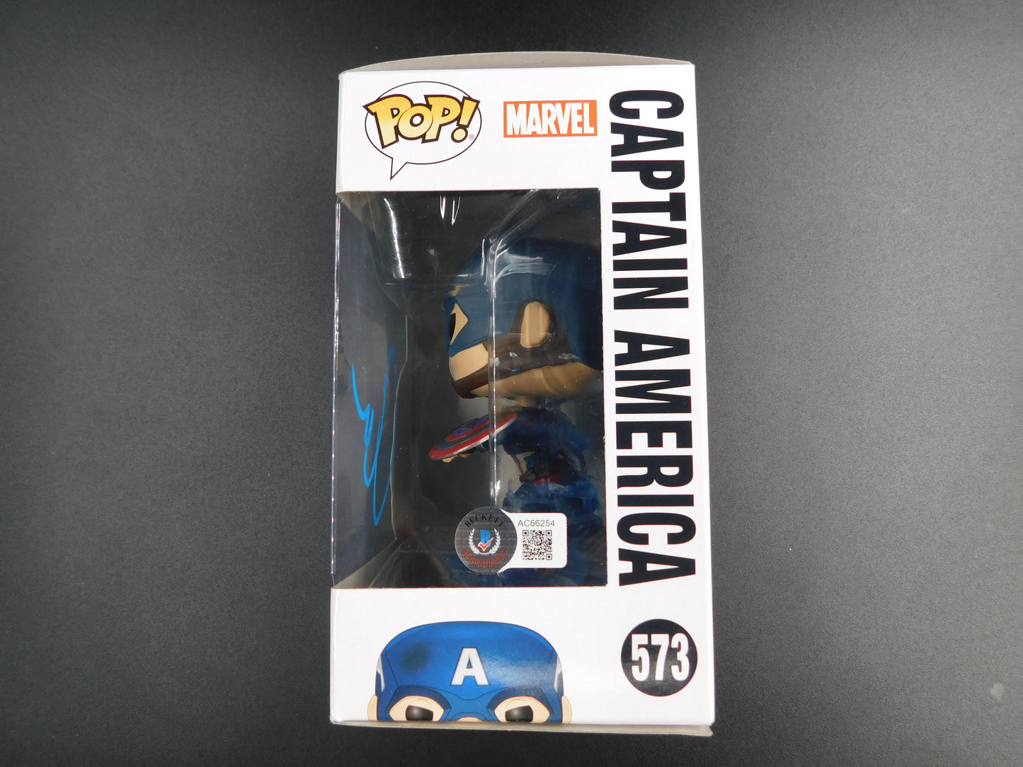 Chris Evans Signed Autographed Funko Pop 573 Captain America Marvel Avengers BAS COA