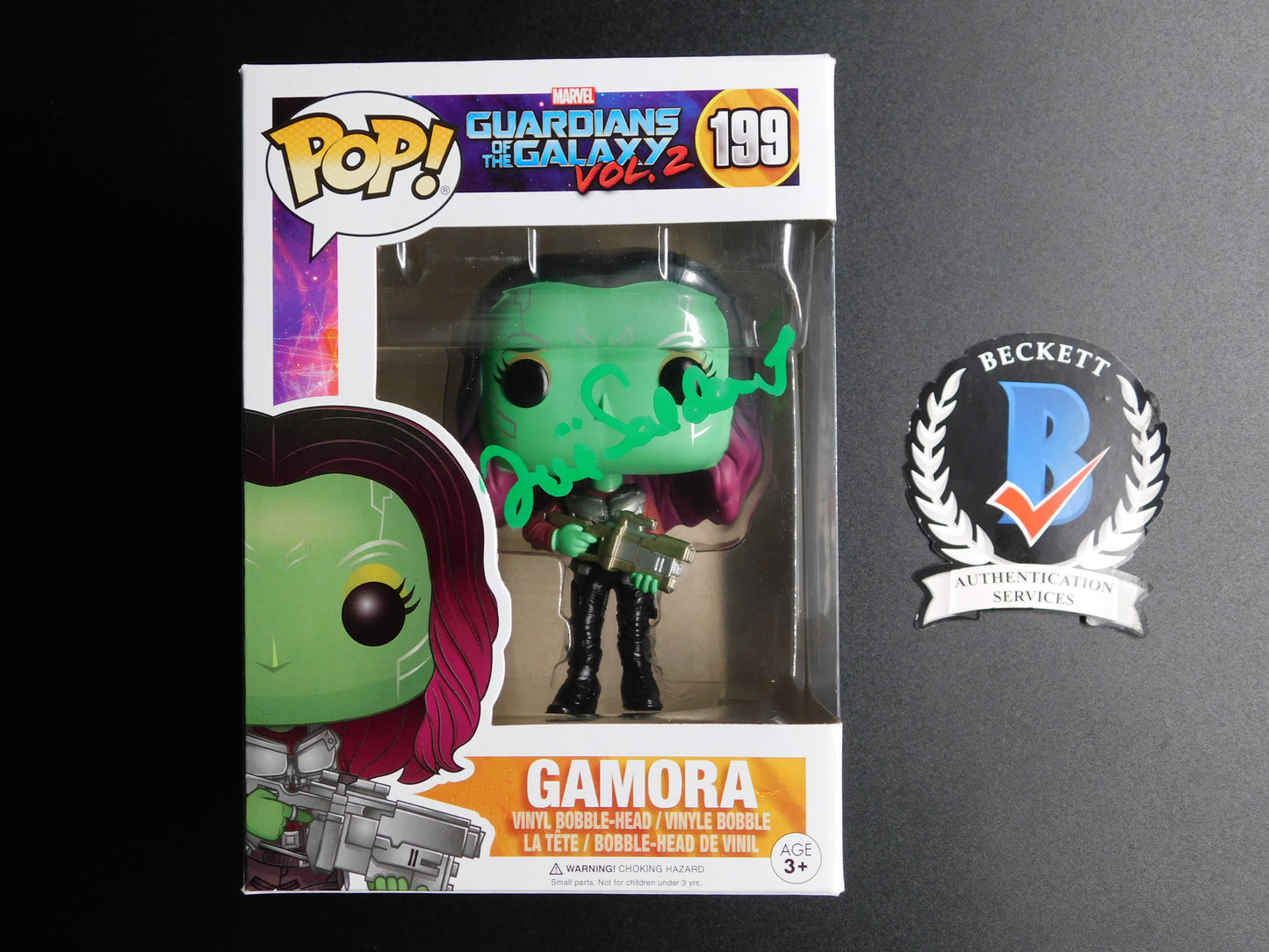 Zoe Saldana Signed Autographed Funko Pop 199 Guardians of the Galaxy Marvel BAS COA