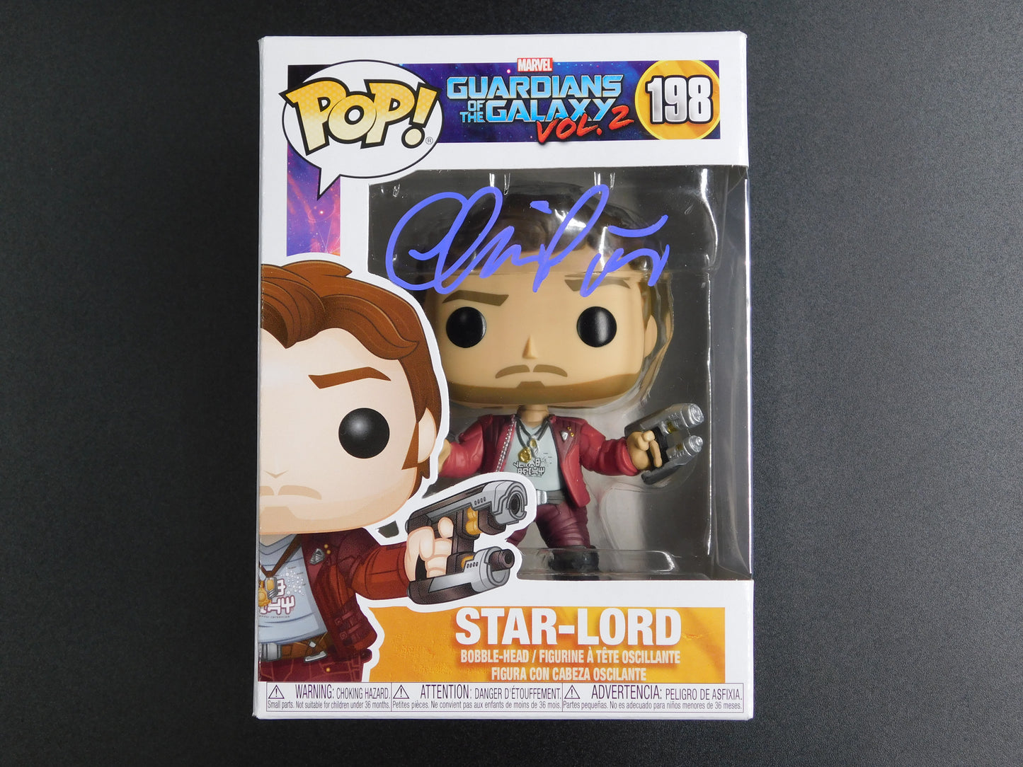 Chris Pratt Signed Autographed Funko Pop 198 Guardians of the Galaxy Marvel SWAU COA