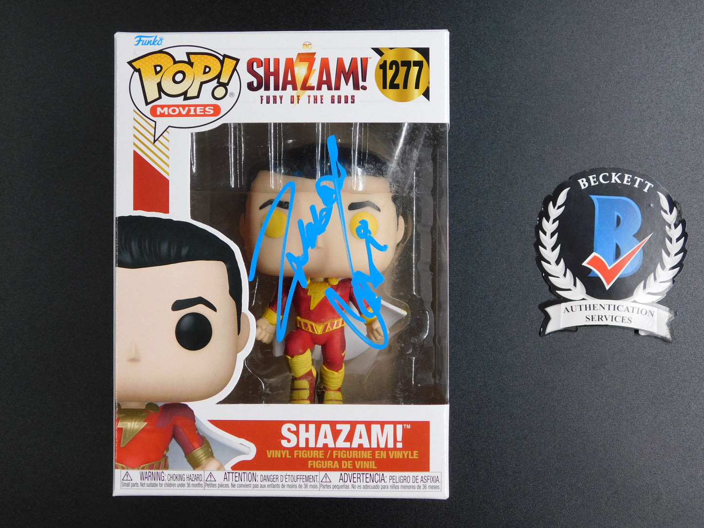 Zachary Levi Signed Autographed Funko Pop 1277 Shazam DC Superhero BAS COA