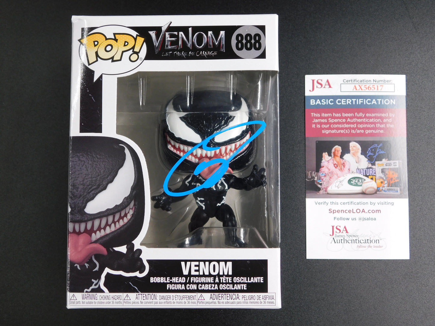 Tom Hardy Signed Autographed Funko Pop 888 Venom Eddie Brock Carnage JSA COA A