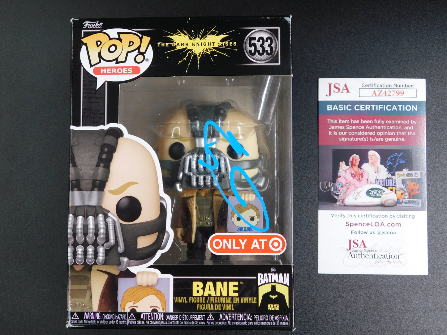 Tom Hardy Signed Autographed Funko Pop 533 Bane Batman The Dark Knight JSA COA B