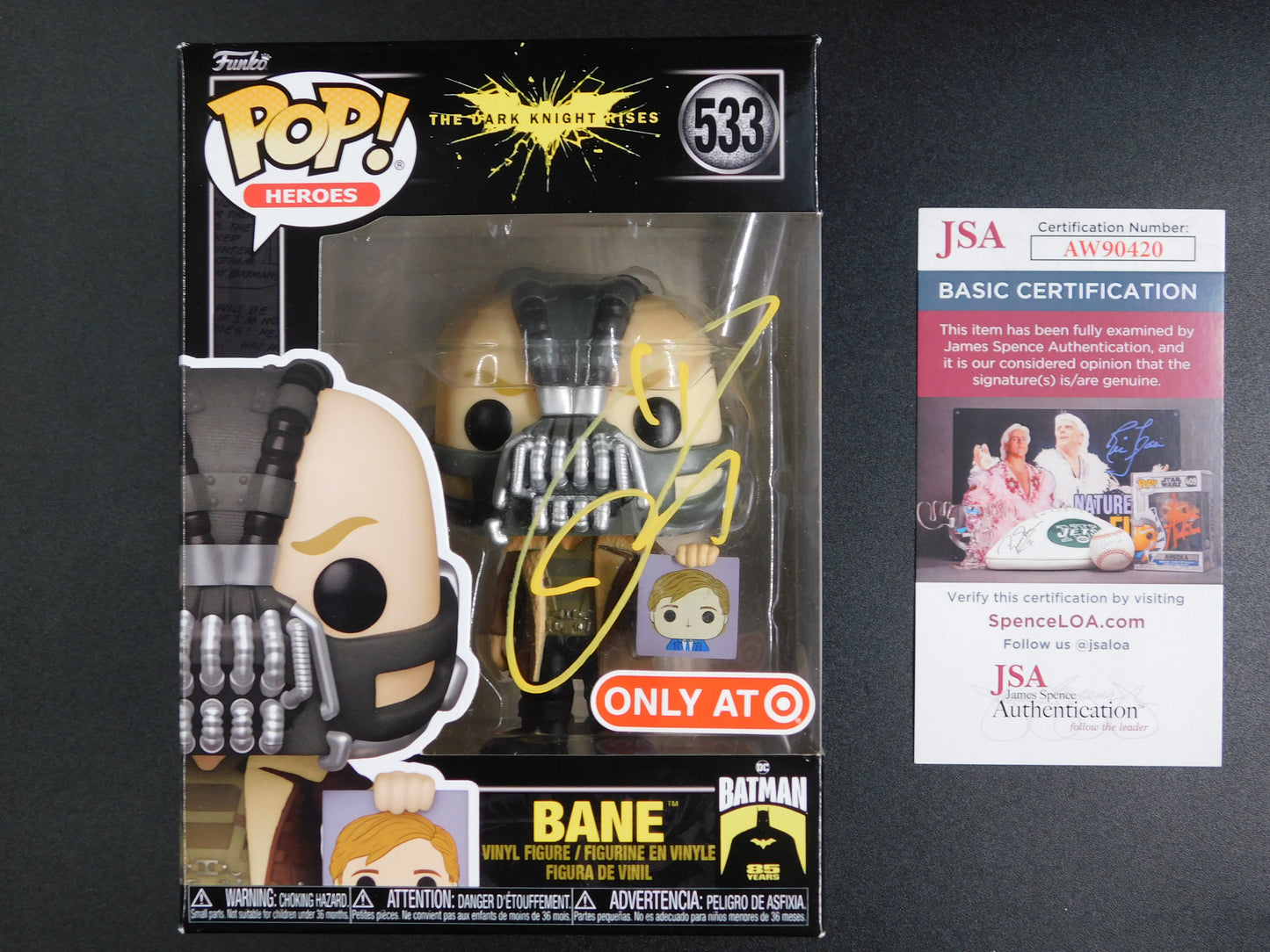 Tom Hardy Signed Autographed Funko Pop 533 Bane Batman The Dark Knight JSA COA E