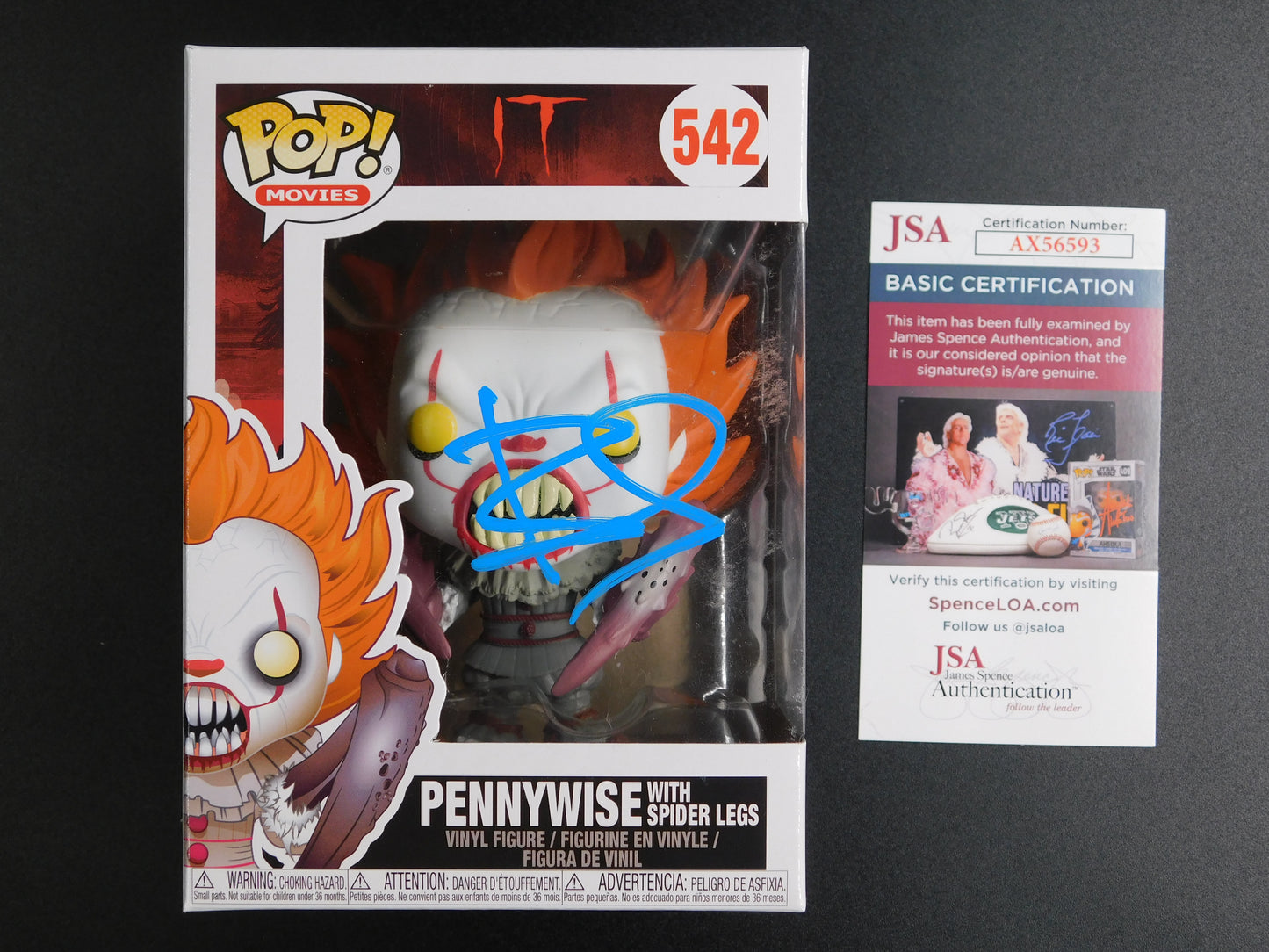Bill Skarsgard Signed Autographed Funko Pop 542 Pennywise Spider Legs IT JSA COA