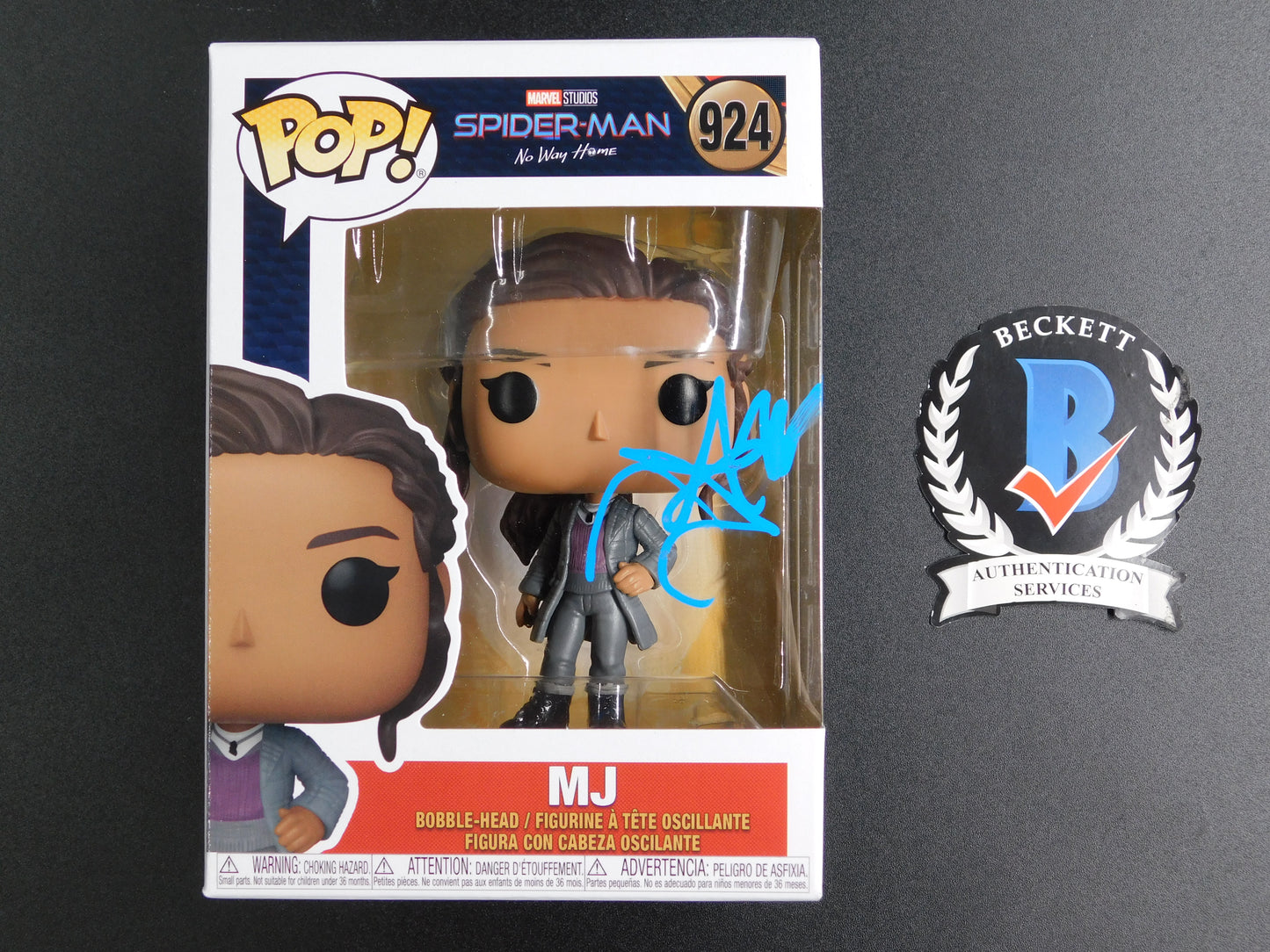 Zendaya Signed Autographed Funko Pop 924 MJ Mary Jane Spider-Man Marvel BAS COA