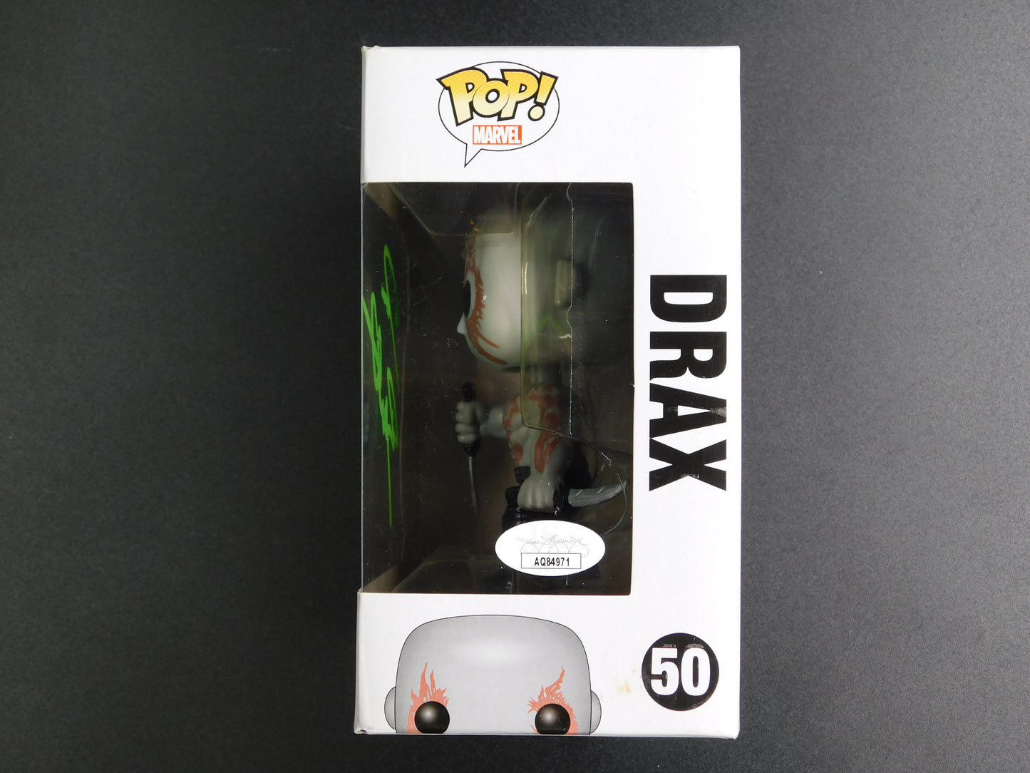 Dave Bautista Signed Autographed Funko Pop 50 Drax Guardians of The Galaxy JSA COA