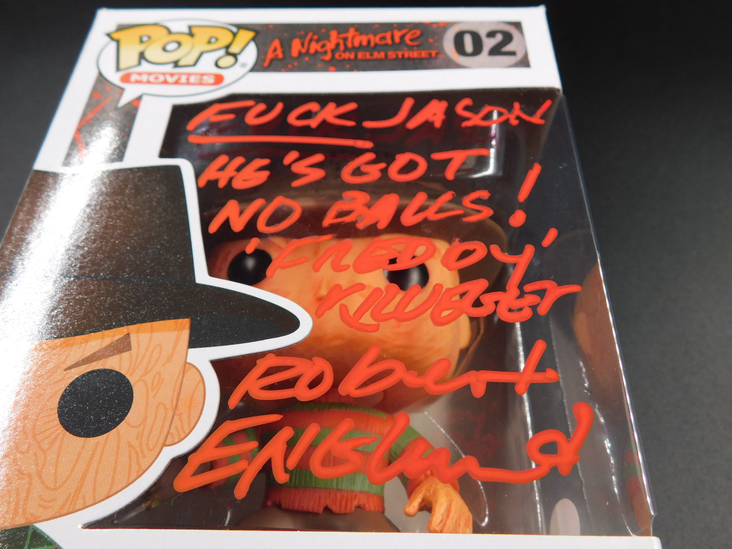 Robert Englund Signed Autographed Funko Pop 02 Freddy Krueger F**k Jason He's Got No Balls JSA COA B