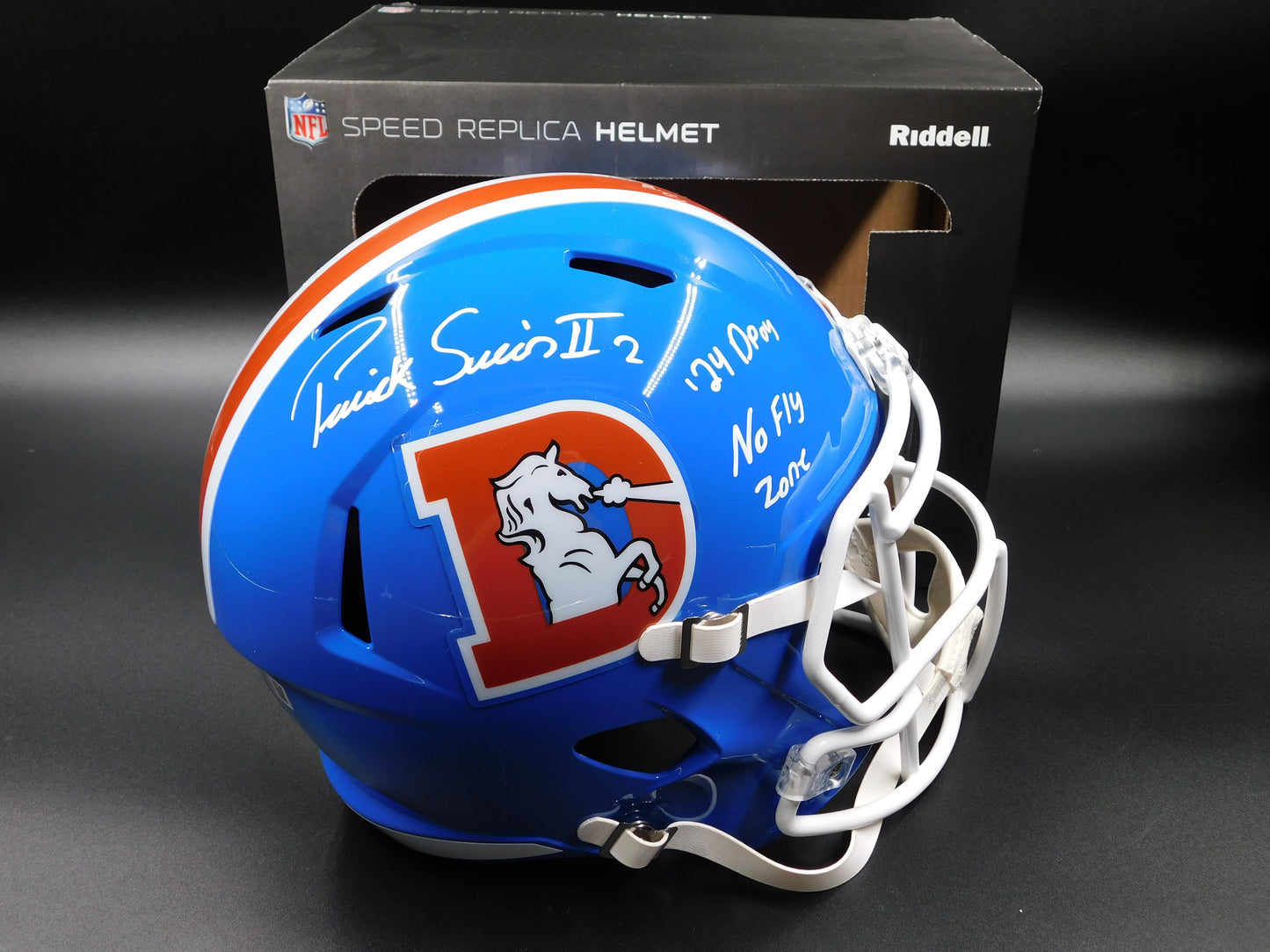 Patrick Pat Surtain II Signed Inscribed Full Size Throwback Denver Broncos Speed Helmet BAS COA