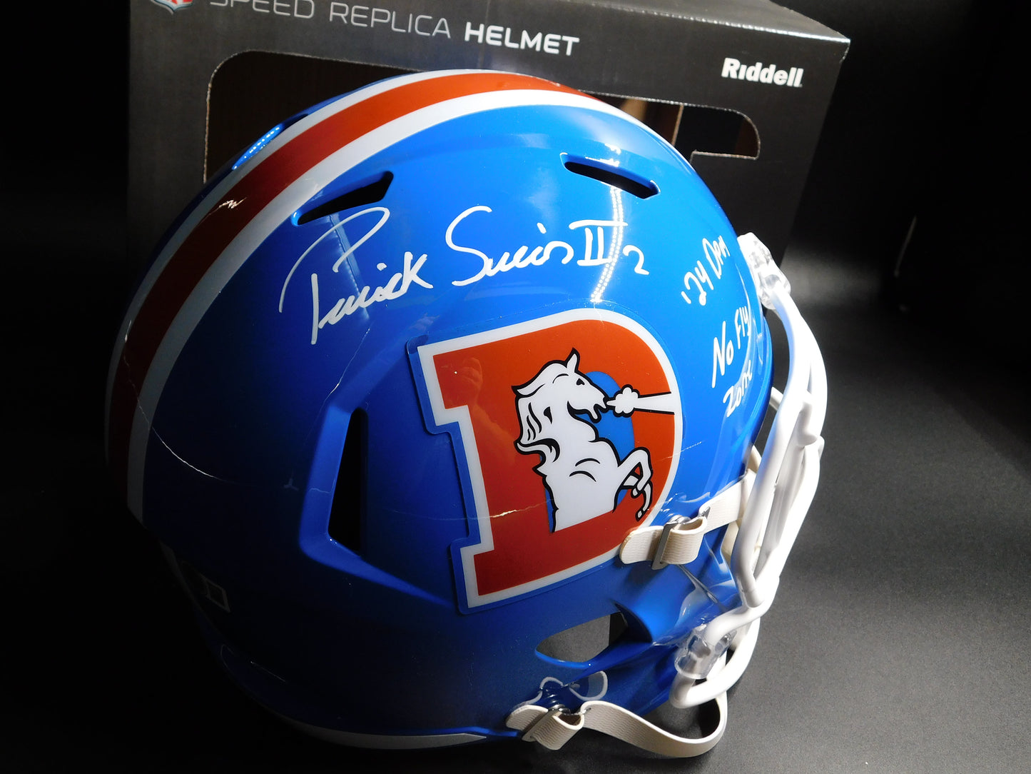 Patrick Pat Surtain II Signed Inscribed Full Size Throwback Denver Broncos Speed Helmet BAS COA