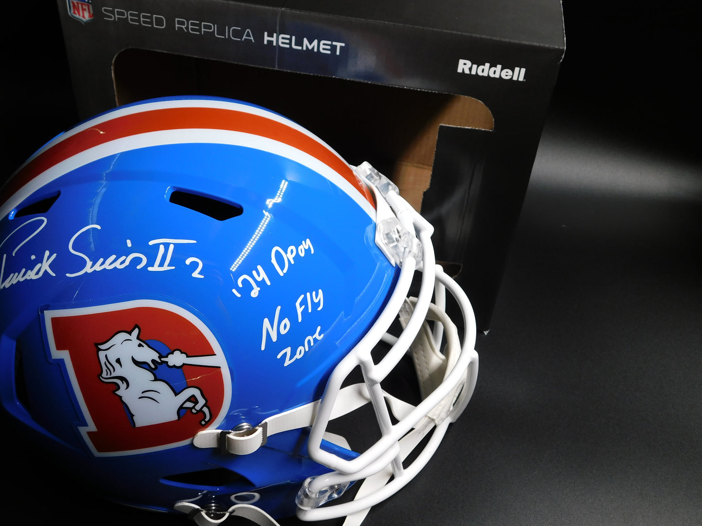 Patrick Pat Surtain II Signed Inscribed Full Size Throwback Denver Broncos Speed Helmet BAS COA