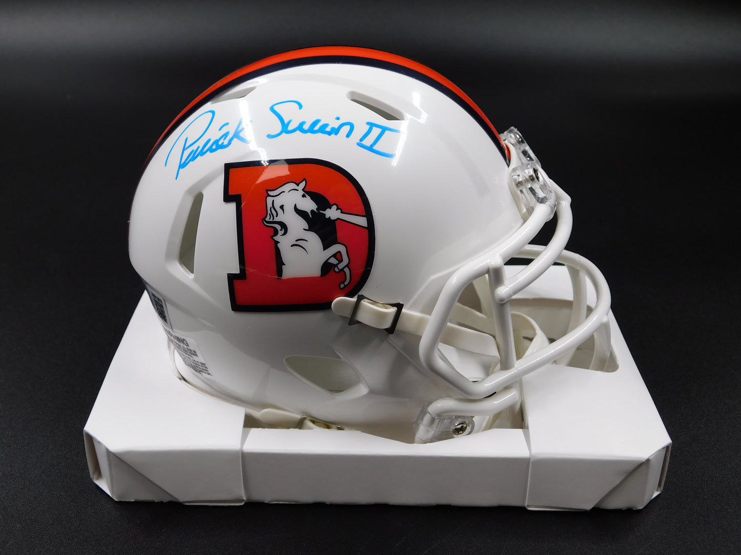 Patrick Pat Surtain II Signed Autographed Denver Broncos Throwback Alt Speed Mini Helmet BAS COA