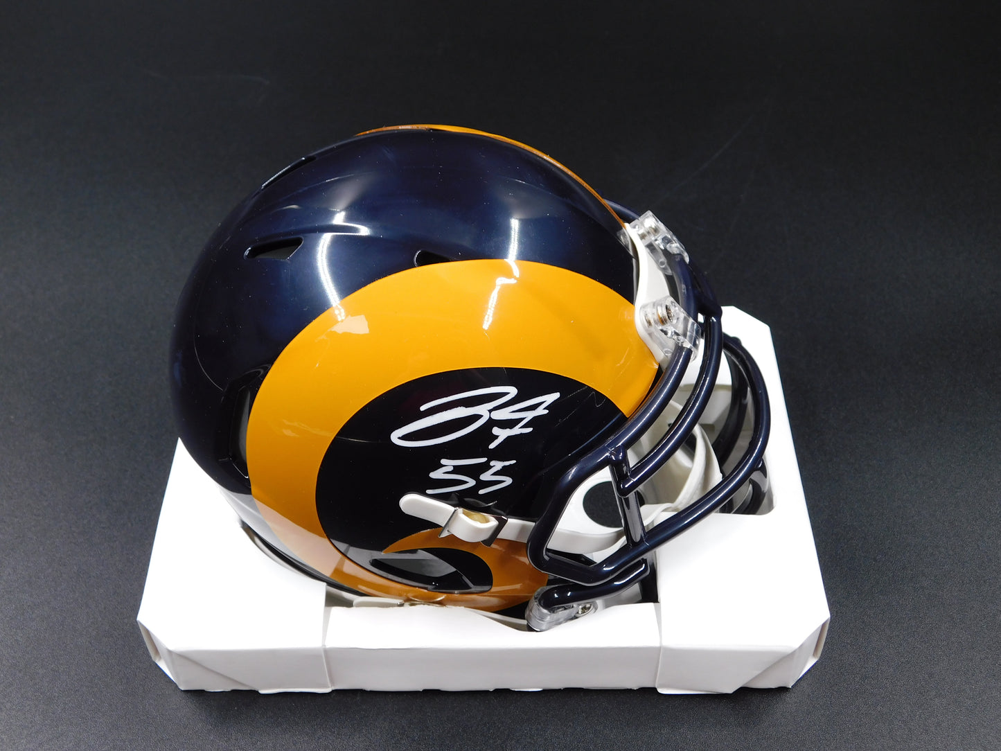 Braden Fiske Signed Autographed LA Rams Throwback Speed Mini Helmet JSA COA White Ink