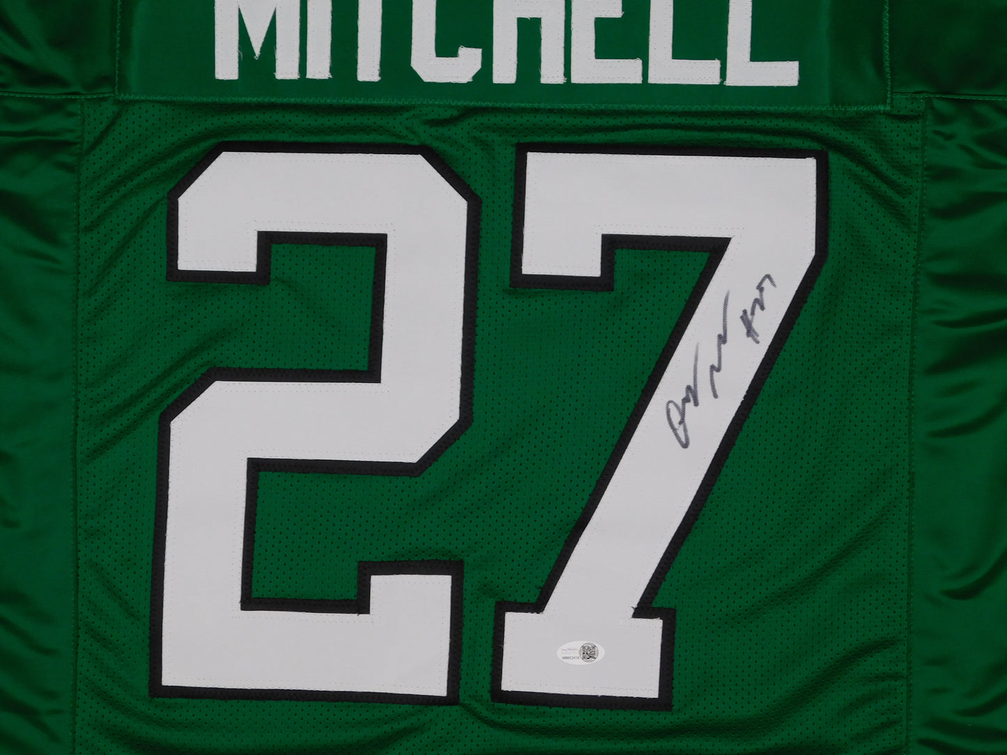 Quinyon Mitchell Signed Autographed Philadelphia Eagles Kelly Green Football Jersey JSA COA